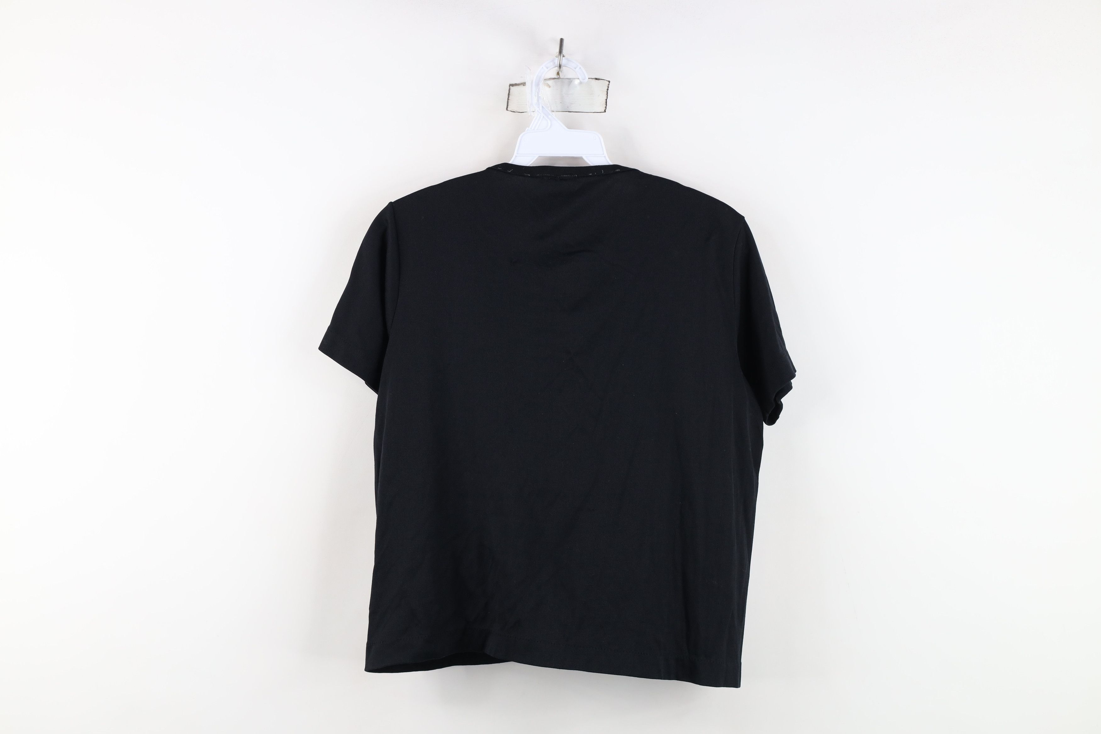Vintage Vintage 70s Embroidered Flower Cropped Knit T-Shirt Black Size L / US 10 / IT 46 - 13 Thumbnail