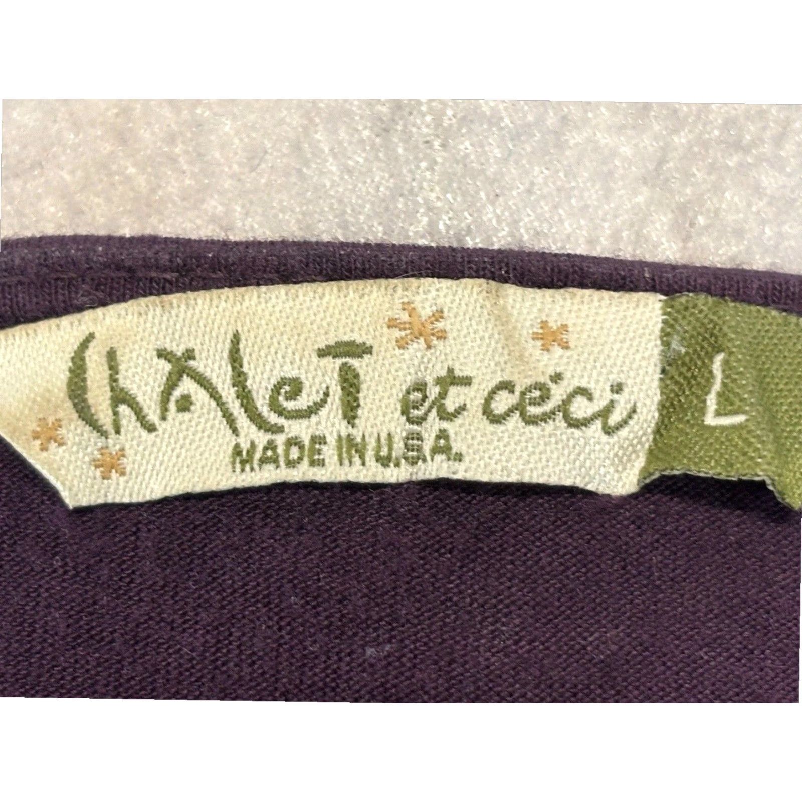 Vintage Chalet Et Ceci Women's Bamboo Blend Tunic Top Shirt Large Black Purple Long Sleeve Size L / US 10 / IT 46 - 6 Thumbnail