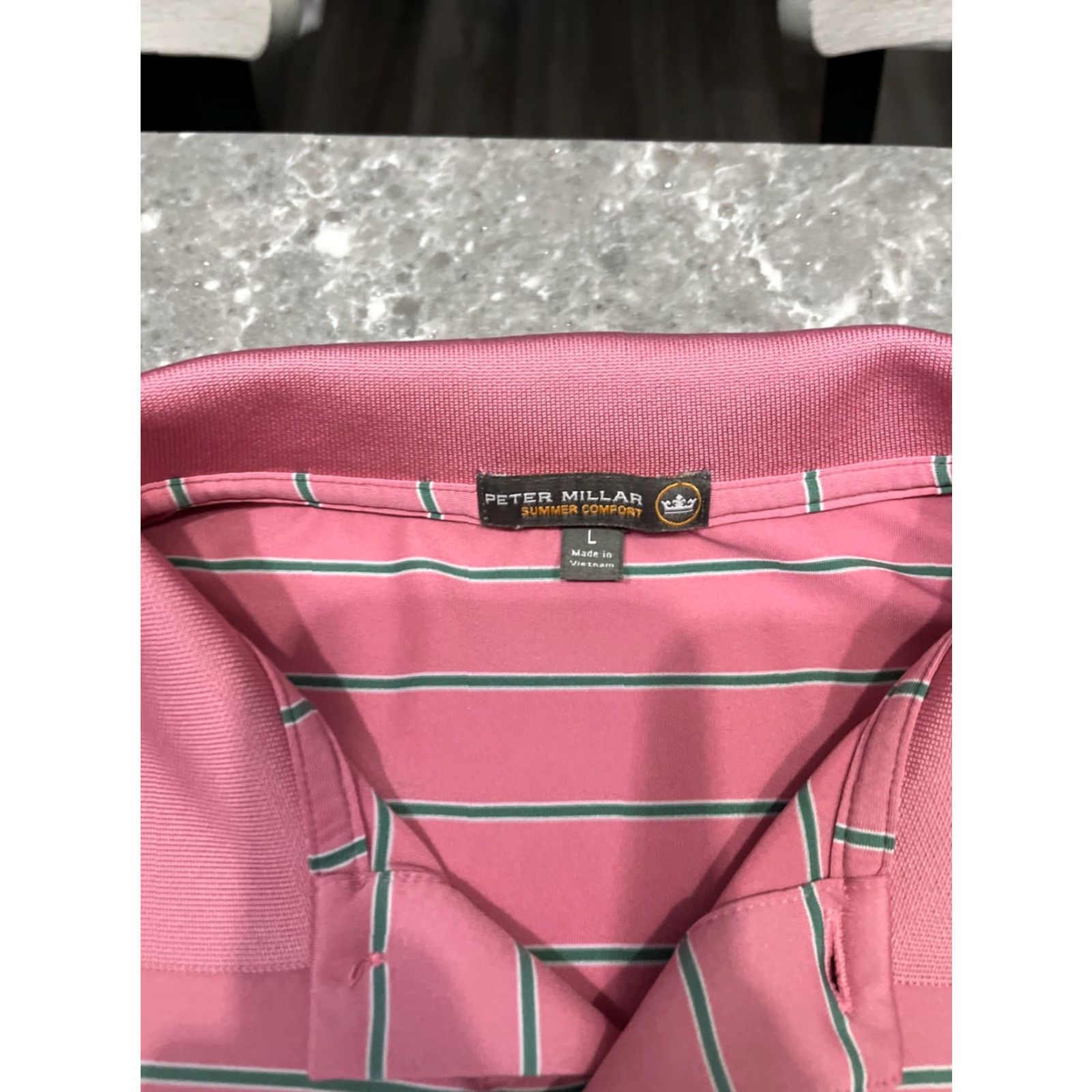 Peter Millar Peter Millar Summer Comfort Polo Shirt Men L Pink Stripe Embroidered Short Sleeve Button-Up Collared Classic Preppy All Seasons Size US L / EU 52-54 / 3 - 3 Thumbnail