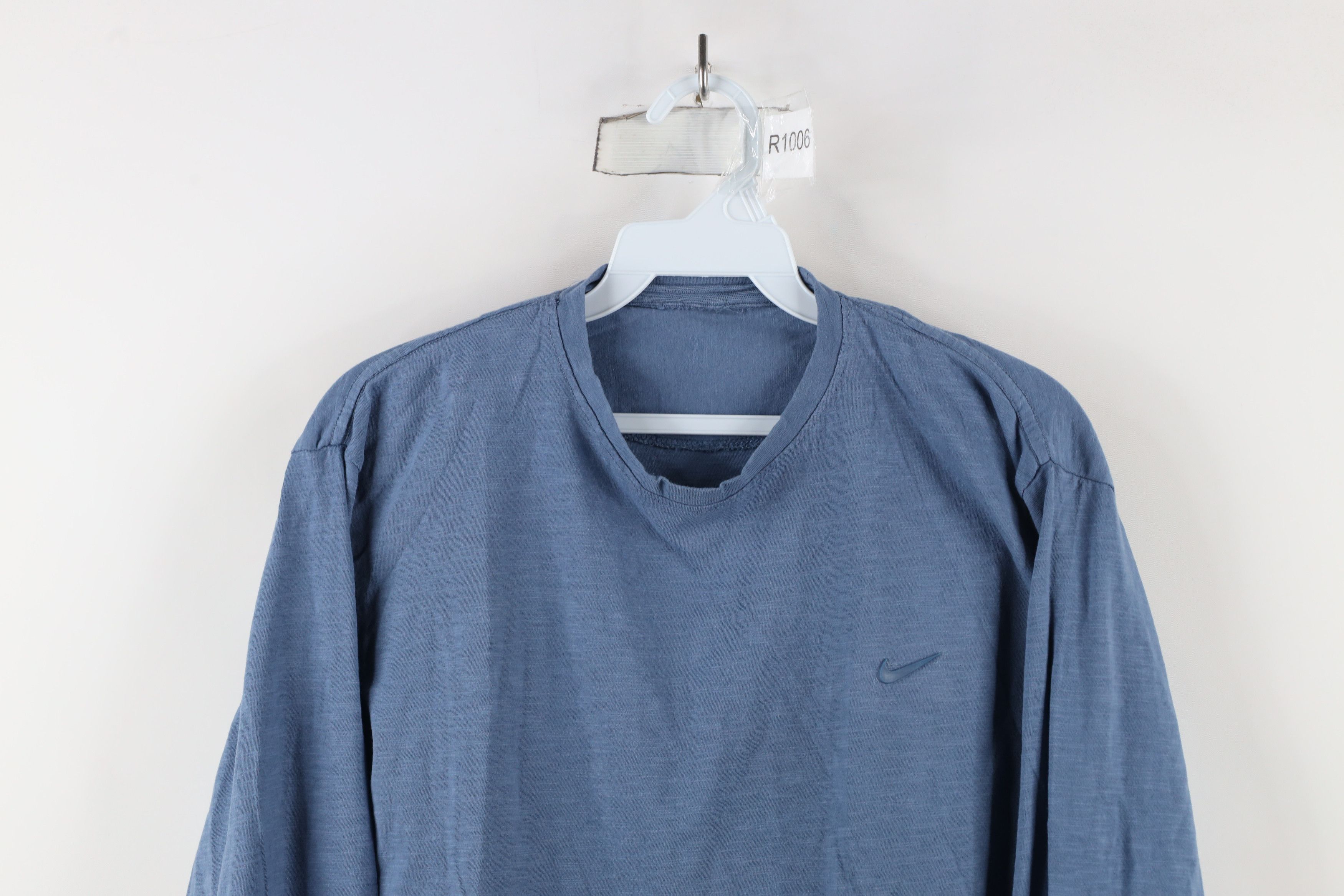 Nike × Vintage Vintage 90s Nike Mini Swoosh Monochrome Long Sleeve T-Shirt Size US S / EU 44-46 / 1 - 2 Thumbnail