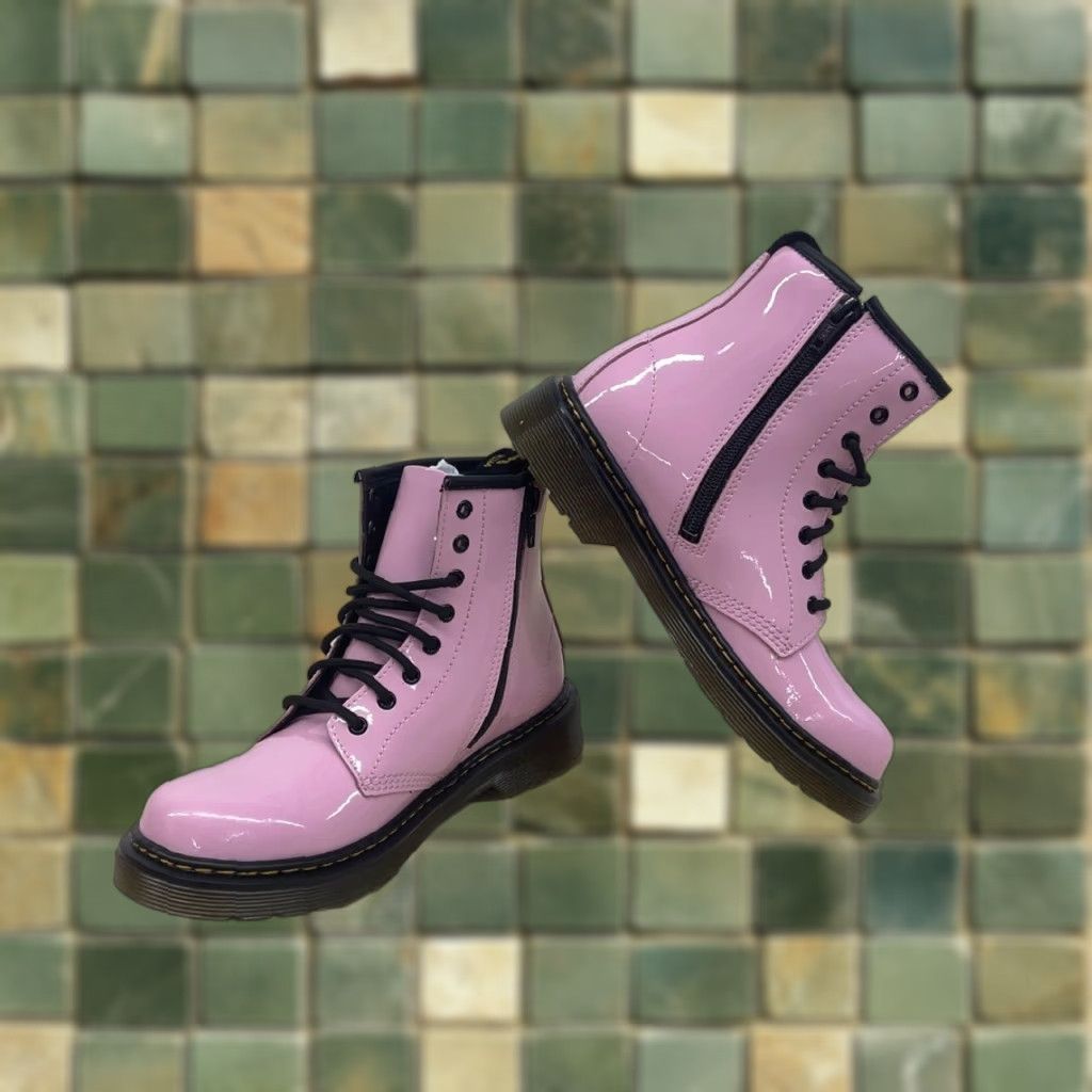 Martens 1460 Patent Leather Lace-Up Combat Boots Kids Size