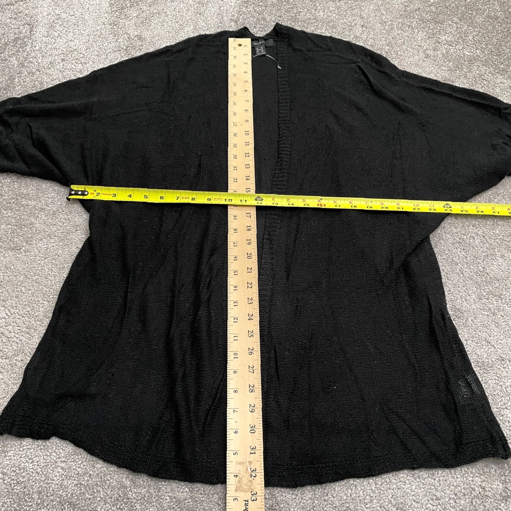 Forever 21 FOREVER 21 Cardigan Sweater Womens 0X Black Short Sleeve Dolman Open Knit Logo Size XL / US 12-14 / IT 48-50 - 7 Thumbnail