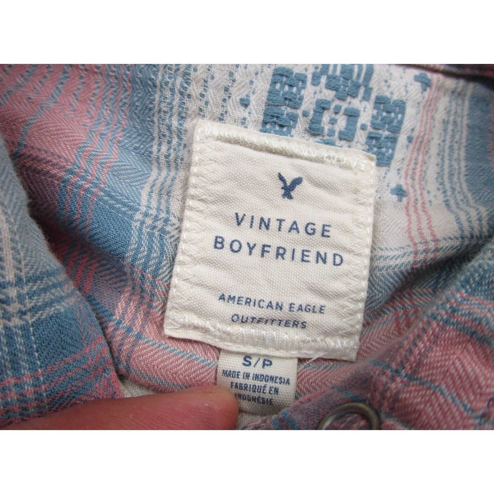 American Eagle Outfitters American Eagle Plaid Long Sleeve Shirt Womens Small Pink Blue Embroidered Snap Button-Up Western Cowgirl Bohemian Womens Size S / US 4 / IT 40 - 6 Thumbnail