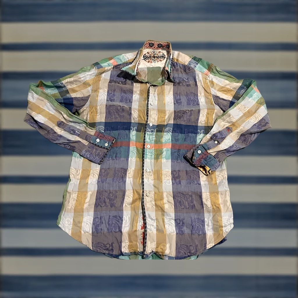 Robert Graham Robert Graham Long Sleeve Button-Up Shirt Cotton Linen Mens L Multicolor Plaid Size US L / EU 52-54 / 3 - 1 Thumbnail