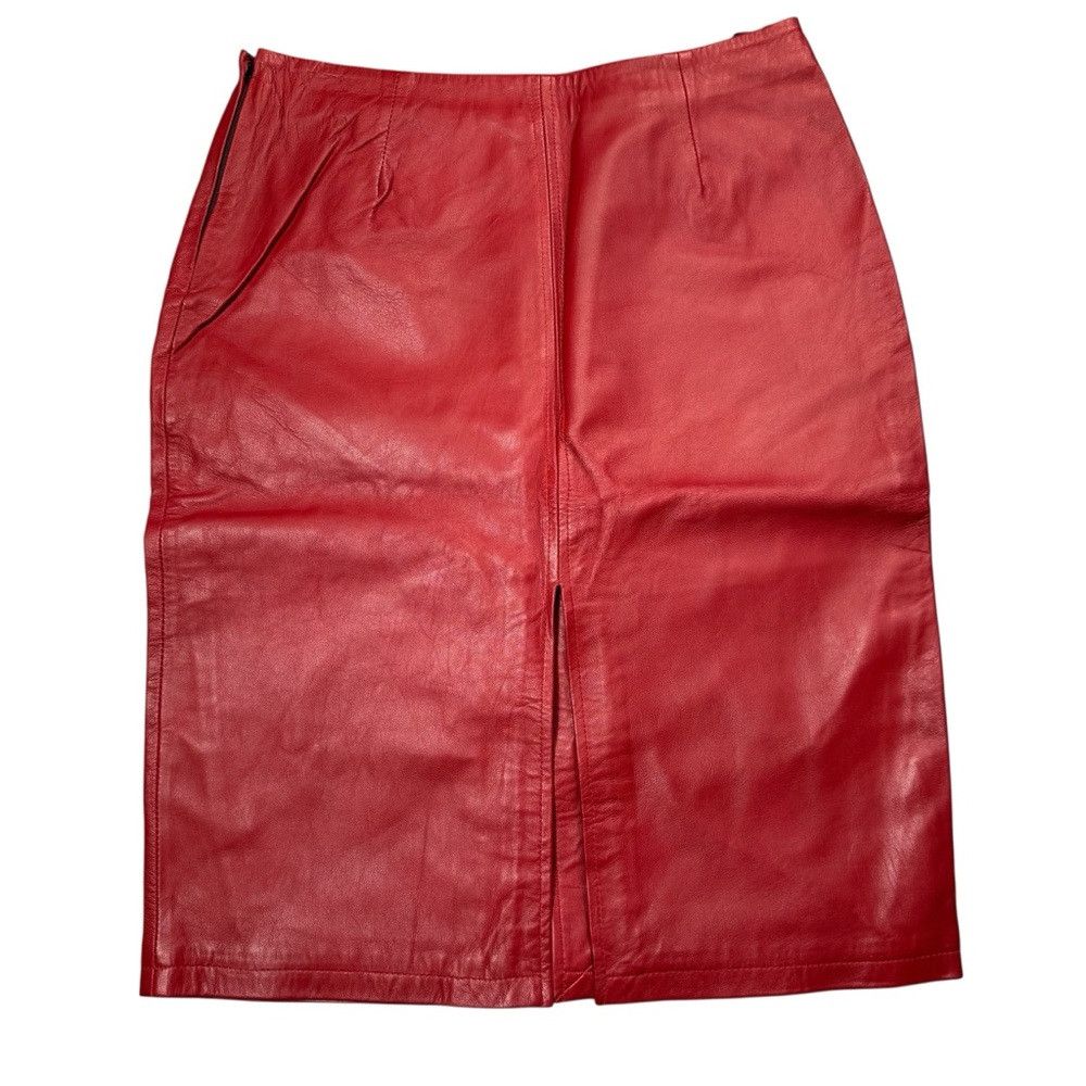 Other NWT New Decrum Real Lambskin Red Leather Skirt Size XL Size 38" / US 16 / IT 52 - 2 Thumbnail