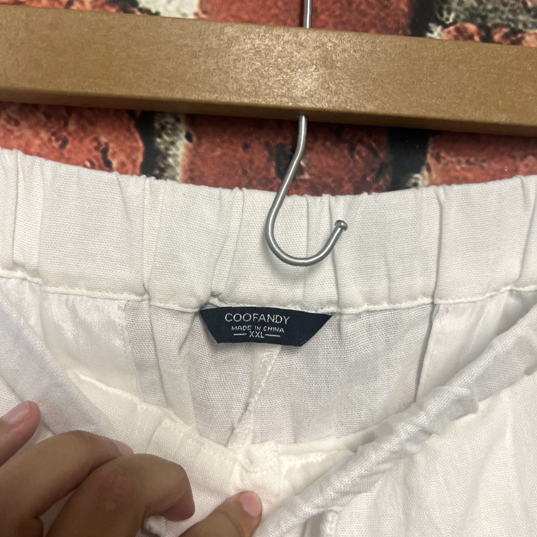 HARE COOFANDY Men's Cotton Linen Harem Pants XXL White Beach Casual Hippie Yoga Pants Size US 39 - 2 Thumbnail