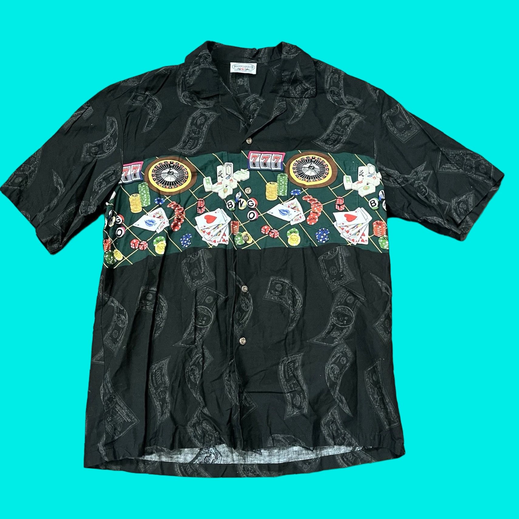 Vintage VINTAGE Pacific Legend Hawaiian Shirt Mens XL Black Card Poker Casino Gamble Shirt Size US XL / EU 56 / 4 - 1 Thumbnail