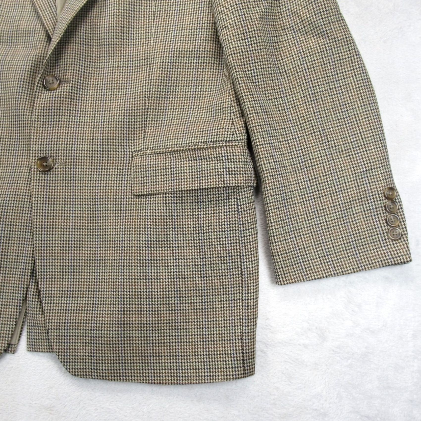 Ralph Lauren Lauren Ralph Lauren Wool Blazer Mens 40R Brown Houndstooth 2 Button Single Vent Blazer Size 40R - 7 Thumbnail