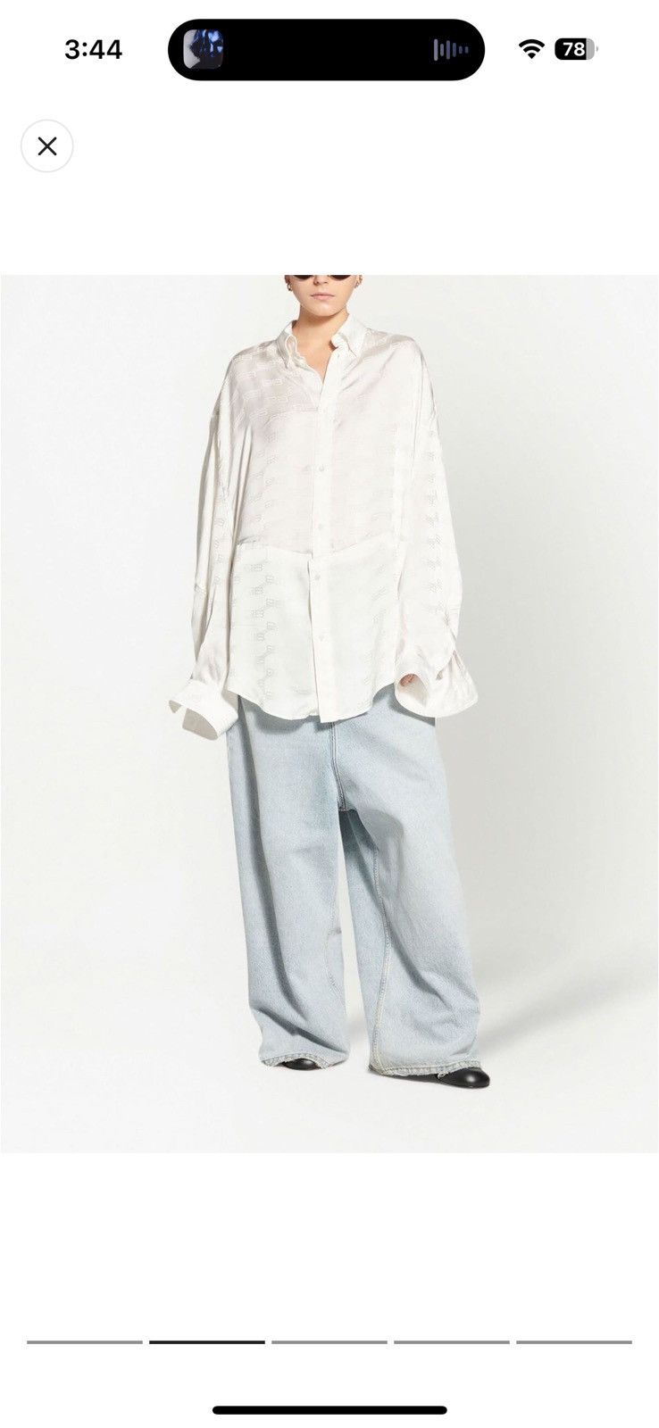 image of Balenciaga Rayon Monogram Logo Jacquard Pajama Shirt in White, Women's (Size XS)