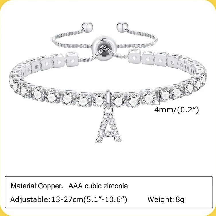 Other Luxury A-Z Initial Tennis Chain Bracelet Size ONE SIZE - 2 Thumbnail