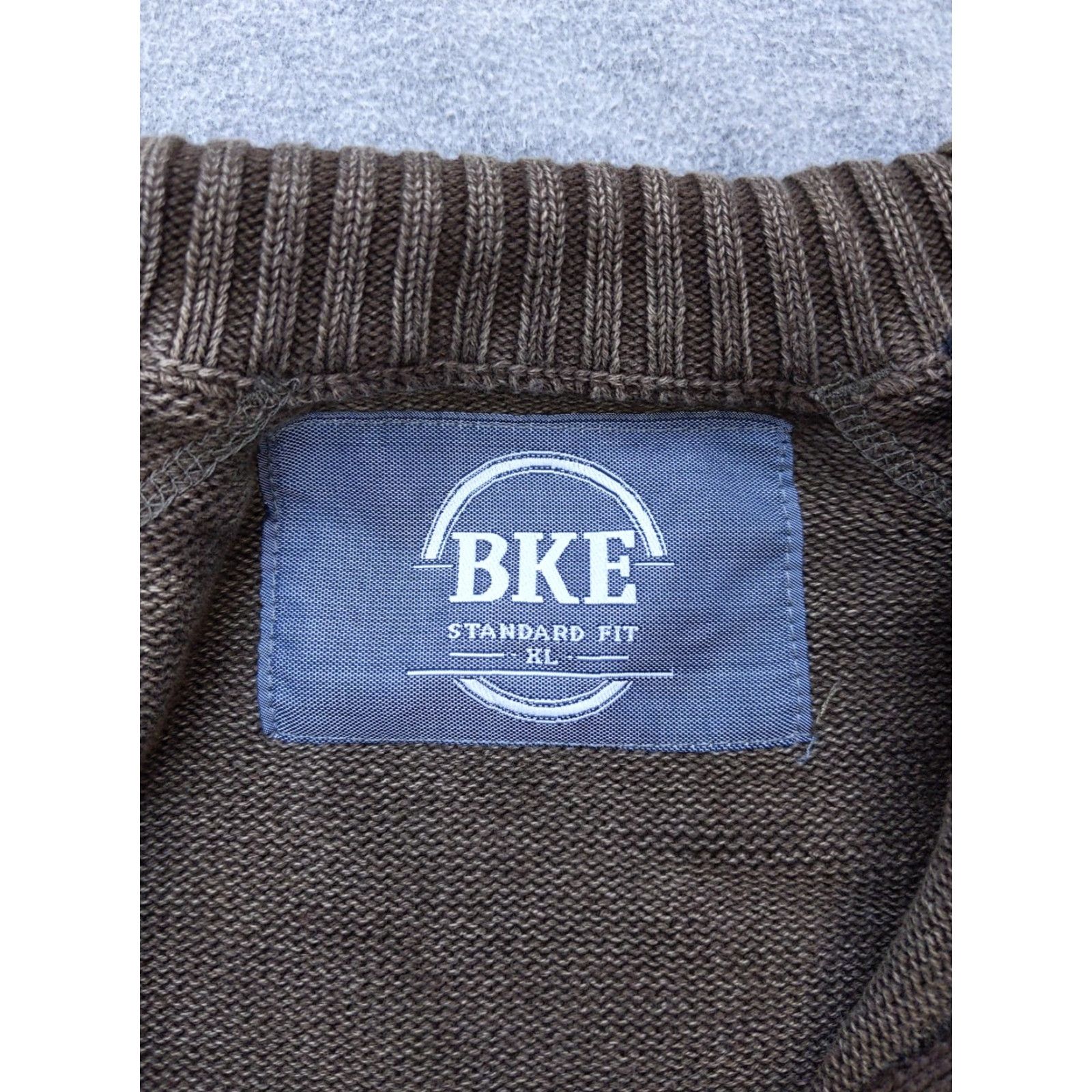 BKE BKE Sweater Mens XL Brown 100% Cotton Full Zip Mock Neck Knit Cardigan Knit Full Zip Mens XL Brown Cotton Mock Neck Ribbed Trim Casual Winter Fall Size US XL / EU 56 / 4 - 4 Thumbnail
