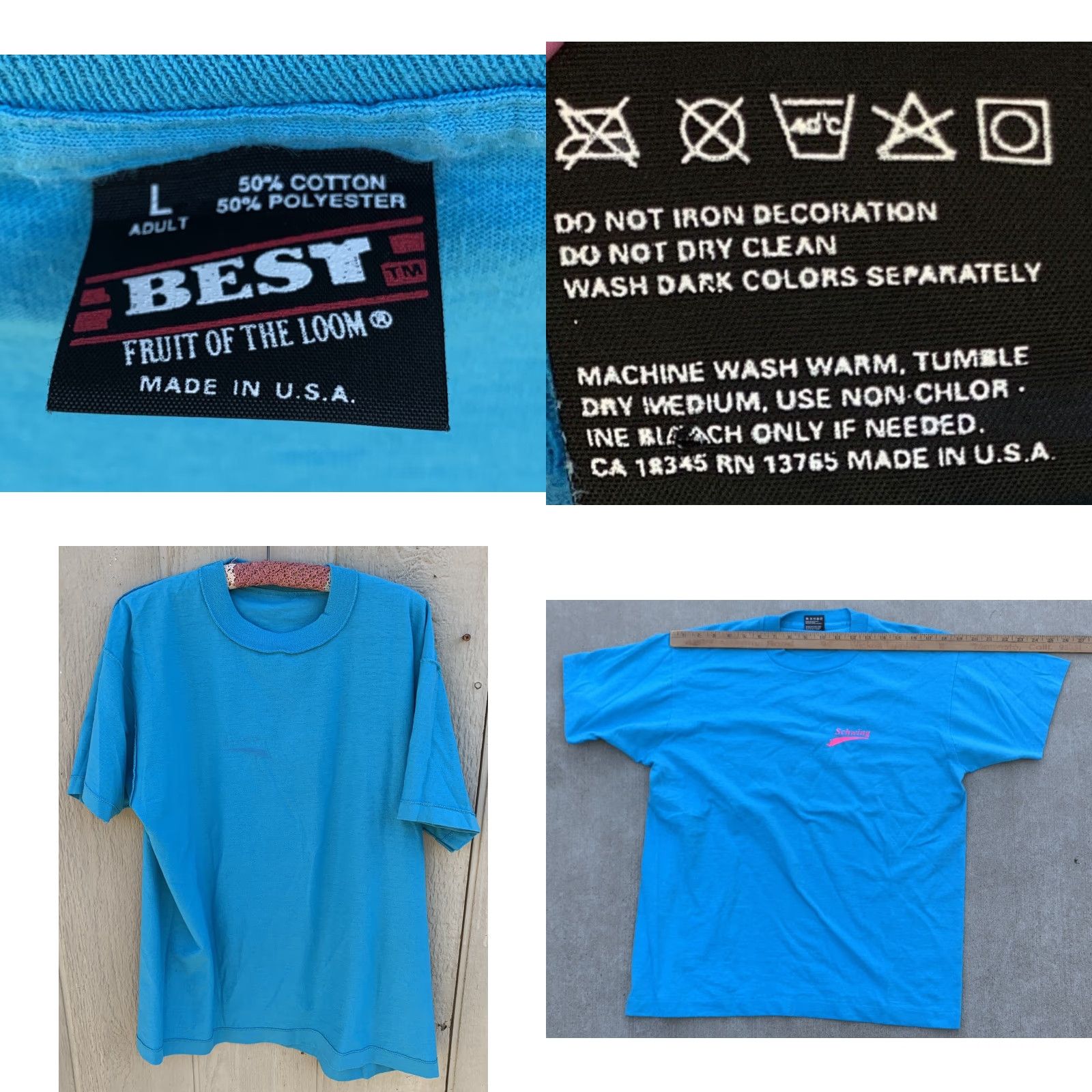 Fruit Of The Loom VINTAGE Fruit of the Loom T-Shirt Shirt Unisex Adults L Crew Neck Short Sleeve Blue 90s Schwing Got It Graphic Single Stitch Tee Size US L / EU 52-54 / 3 - 10 Thumbnail