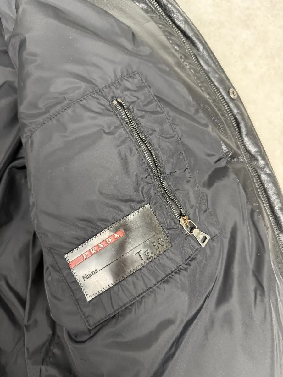 Prada 2000s Prada Hooded Black Leather Bomber Puffer Jacket Size US M / EU 48-50 / 2 - 7 Thumbnail