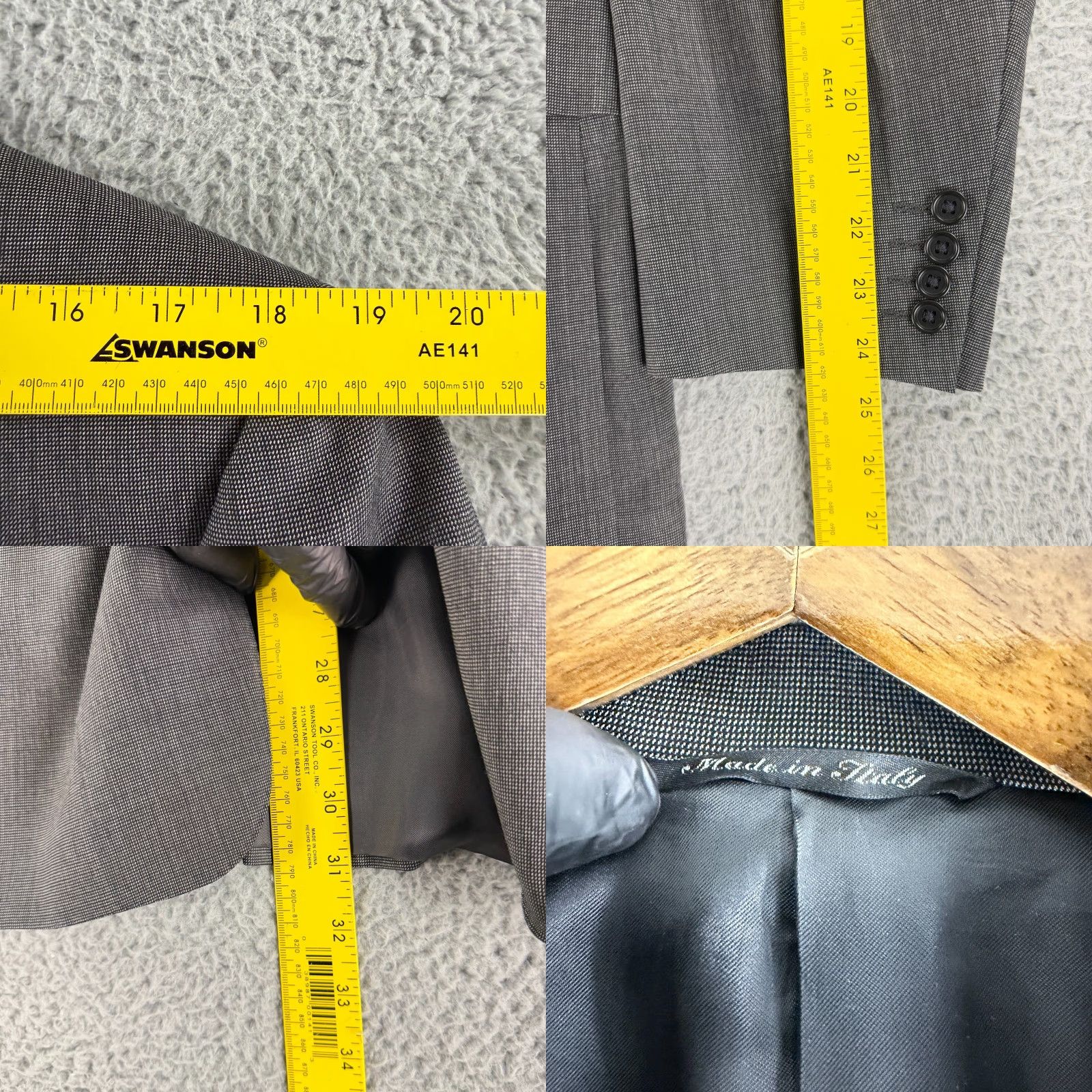 Canali Canali Blazer Coat Jacket Mens 44R Gray 100% Wool Made in Italy LS Blazer Size 44R - 8 Thumbnail
