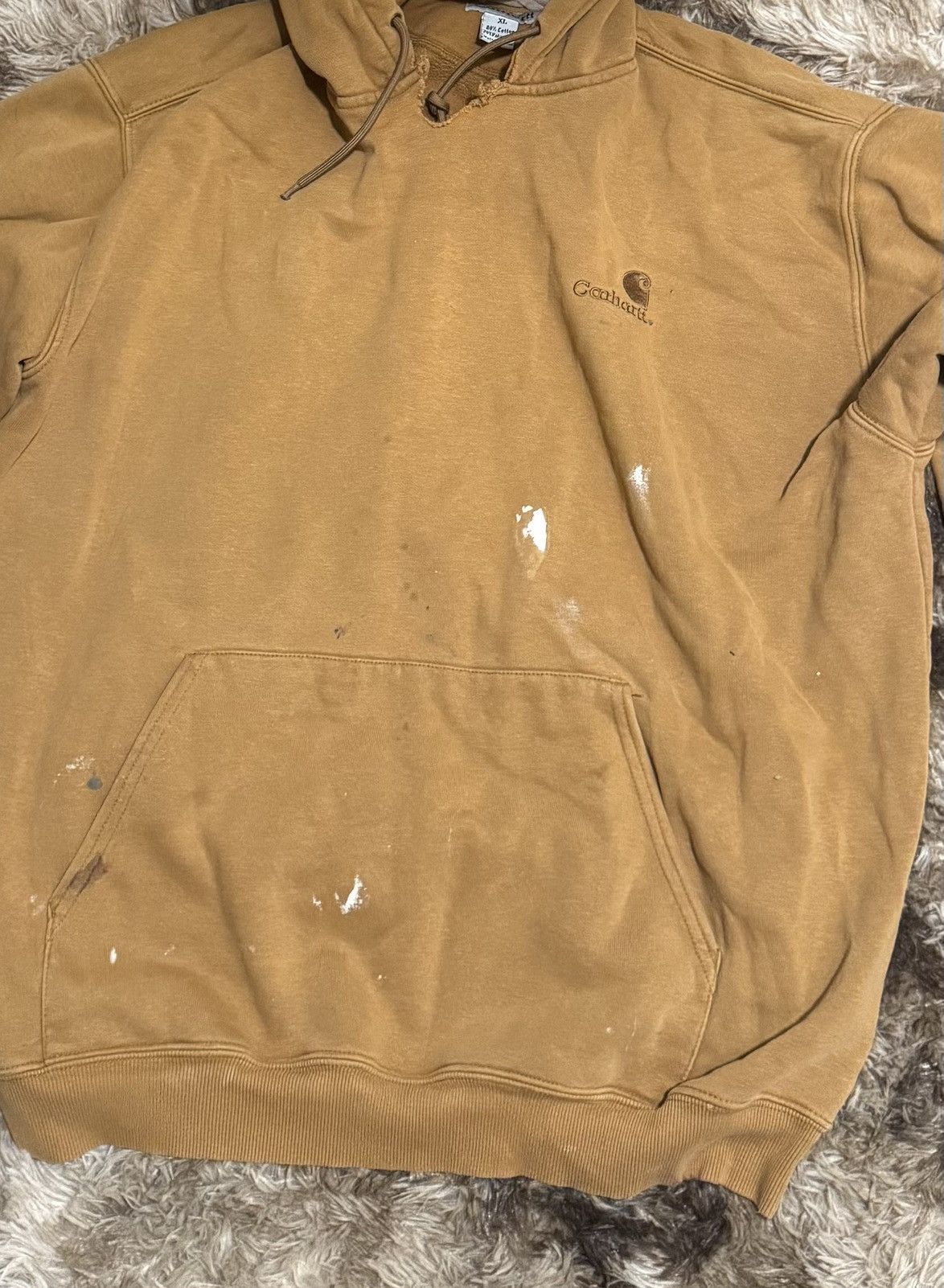 Carhartt × Vintage Vintage Distressed “Paint Splatter” Carhartt Hoodie Size US XL / EU 56 / 4 - 2 Thumbnail