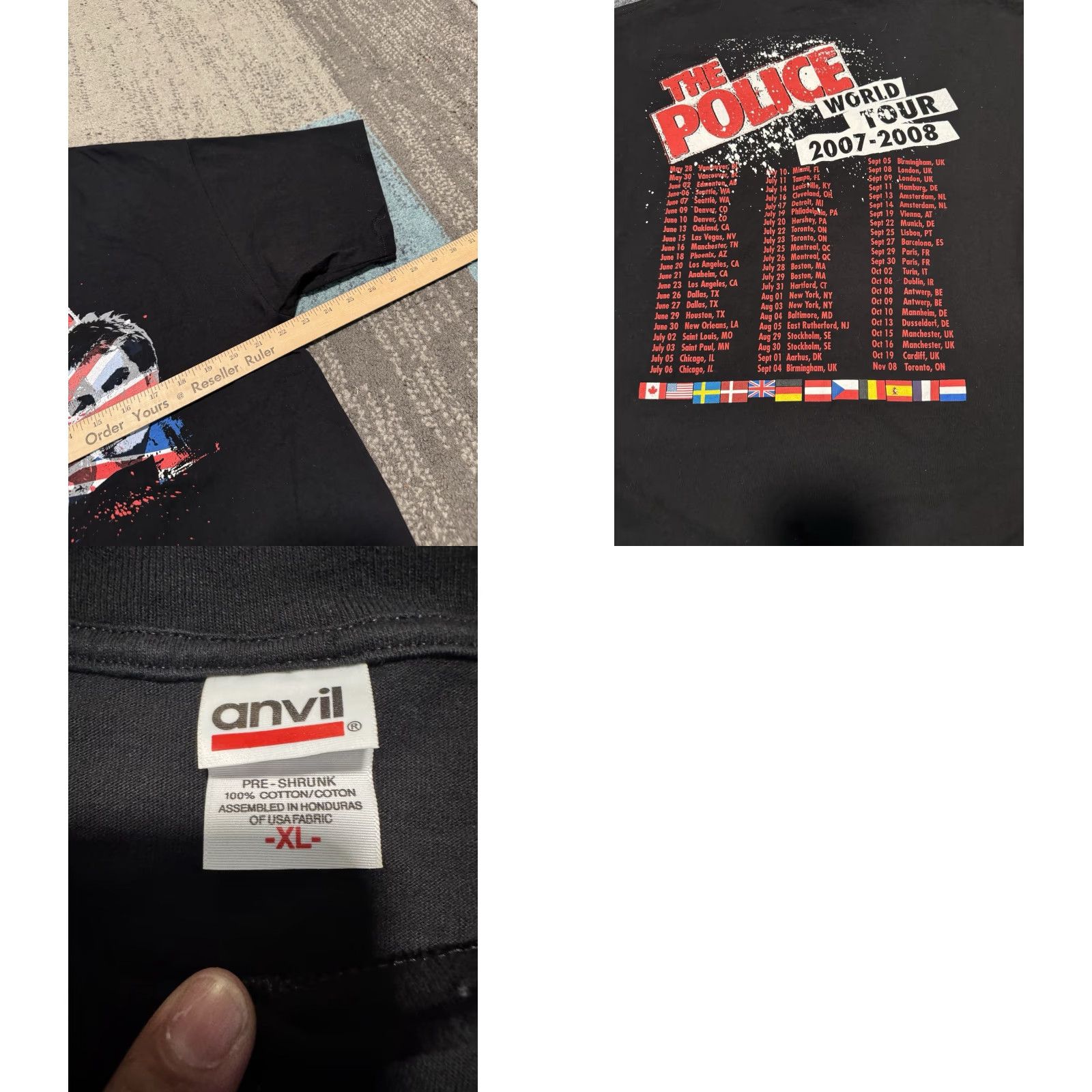 Anvil VINTAGE The Police 2007-2008 World Tour Concert T-shirt XL Black Size US XL / EU 56 / 4 - 9 Thumbnail