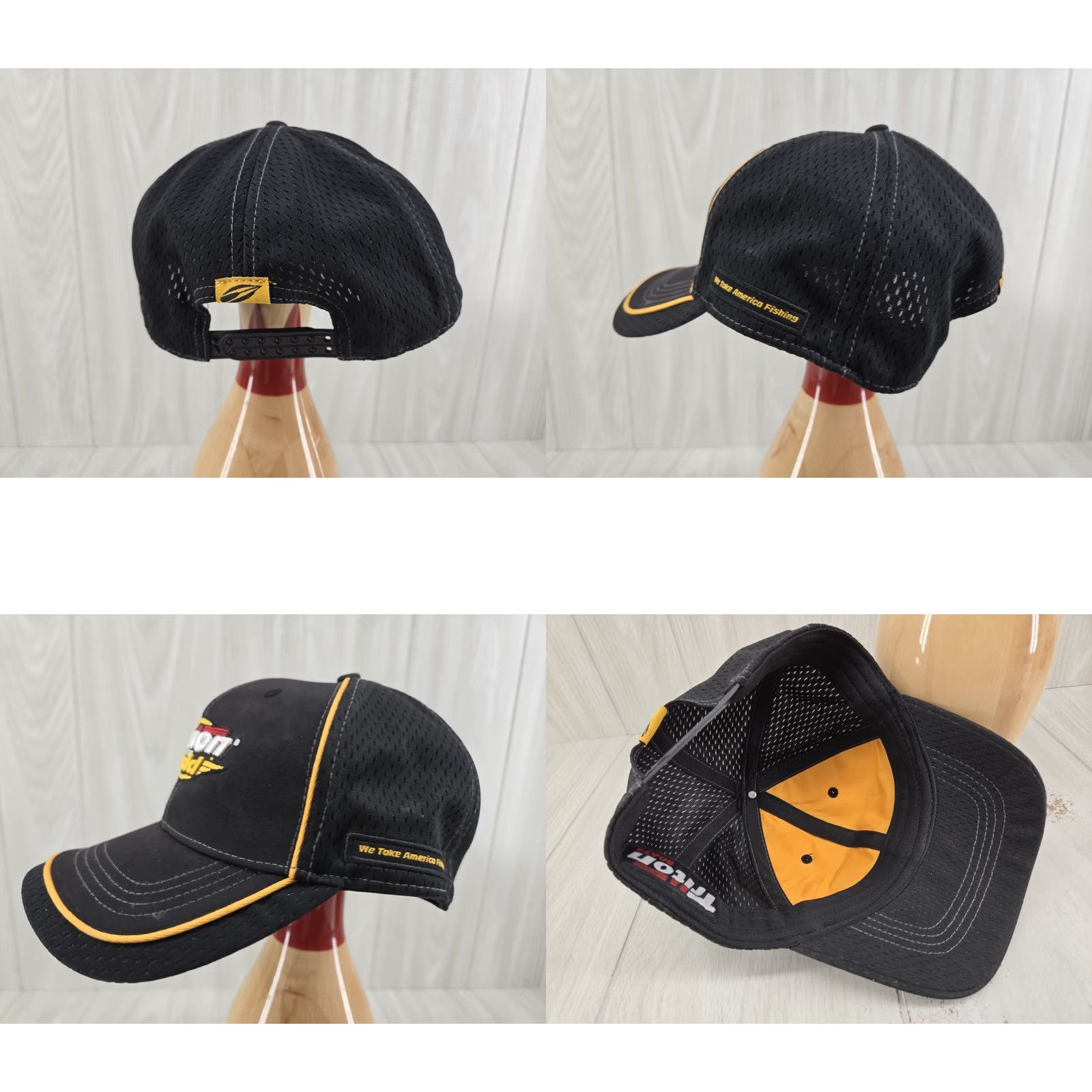 Vintage TRITON Boats GOLD Adjustable Hat Embroidered Baseball Cap Men Adjustable Black Cotton Canvas Logo Size ONE SIZE - 8 Thumbnail