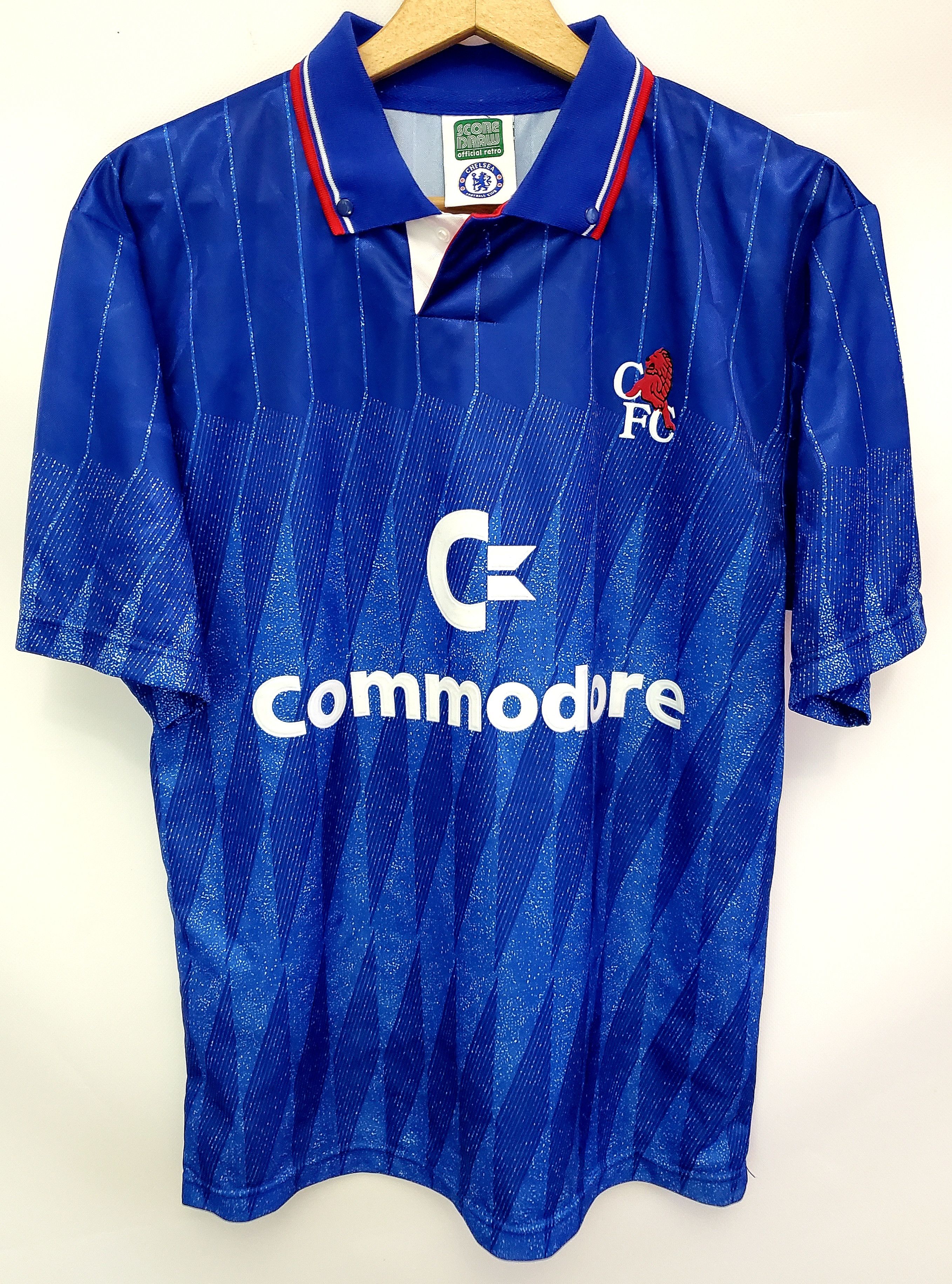 CHELSEA 1990 1991 HOME SOCCER JERSEY SCORE DRAW size S