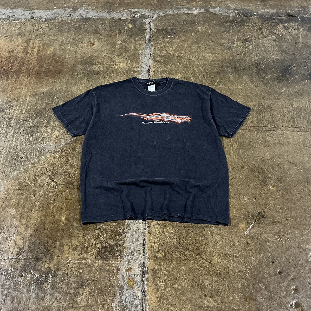 Harley Davidson × Vintage Crazy Vintage Harley Davidson Flame Biker Logo Tee Shirt Size US XL / EU 56 / 4 - 1 Thumbnail