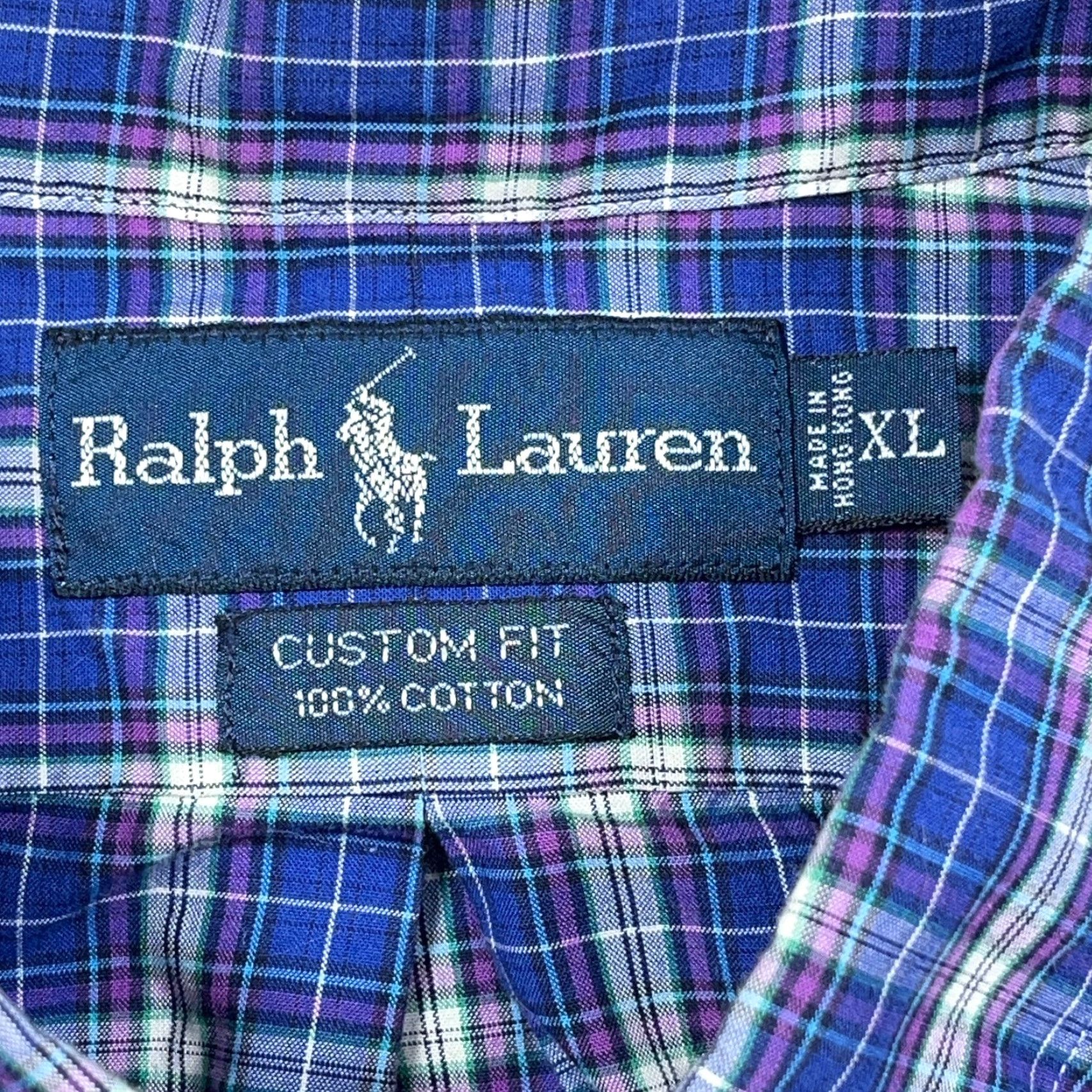 Ralph Lauren Ralph Lauren Shirt Men XL Custom Fit Blue Plaid Button-Up Tartan Dress Poplin Regular Size 46R - 4 Thumbnail