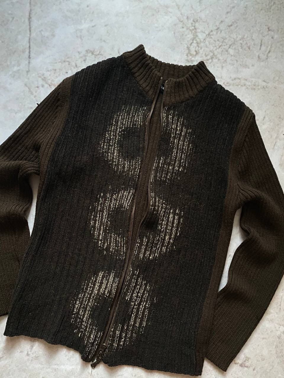 Japanese Brand × Vintage Vintage Avant Garde Faded Zip Up Knit Sweater Japanese Size US XL / EU 56 / 4 - 3 Thumbnail