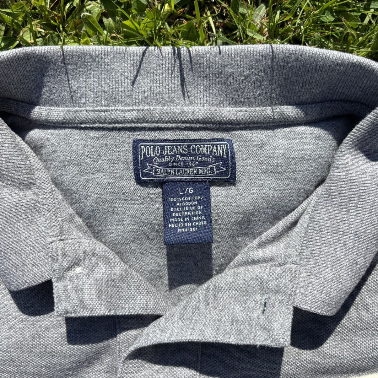 Ralph Lauren Vintage Polo Jeans Grey Distressed Patch Polo Shirt Size US L / EU 52-54 / 3 - 8 Thumbnail