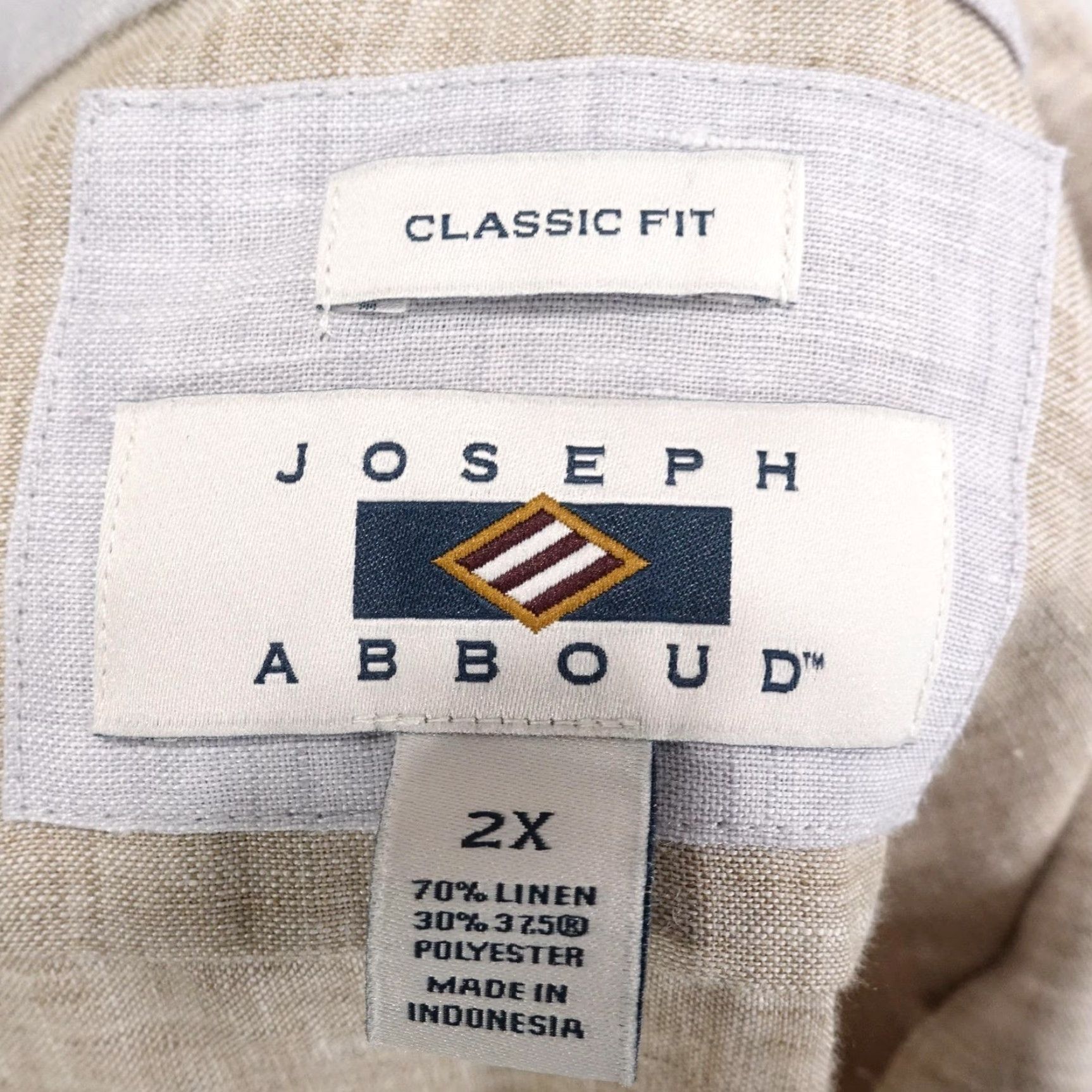 Joseph Abboud Joseph Abboud Shirt Mens 2XL Beige Solid Long Sleeve Linen Button Up Casual Size US XXL / EU 58 / 5 - 6 Thumbnail