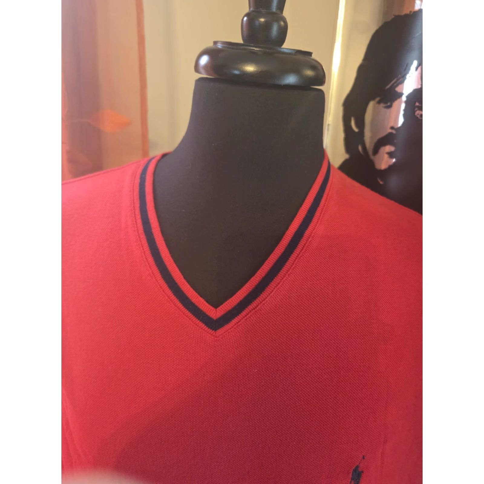 Polo Ralph Lauren Polo Ralph Lauren Shirt Men XL Red & Black Short Sleeve V-Neck Logo Embroidered 100% Cotton T-Shirt Size US L / EU 52-54 / 3 - 4 Thumbnail