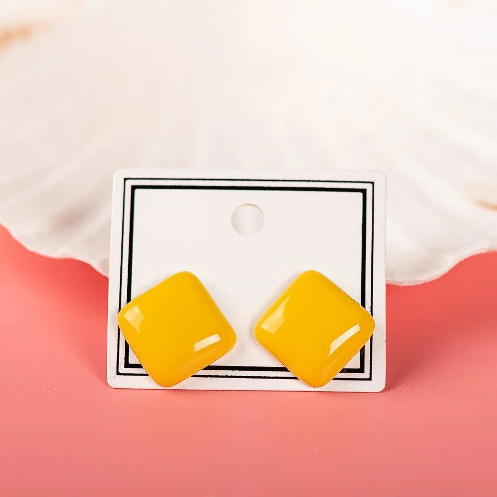 Jewelry Geometric Square Stud Earrings Ceramic Ear Gift For Her Size ONE SIZE - 1 Preview