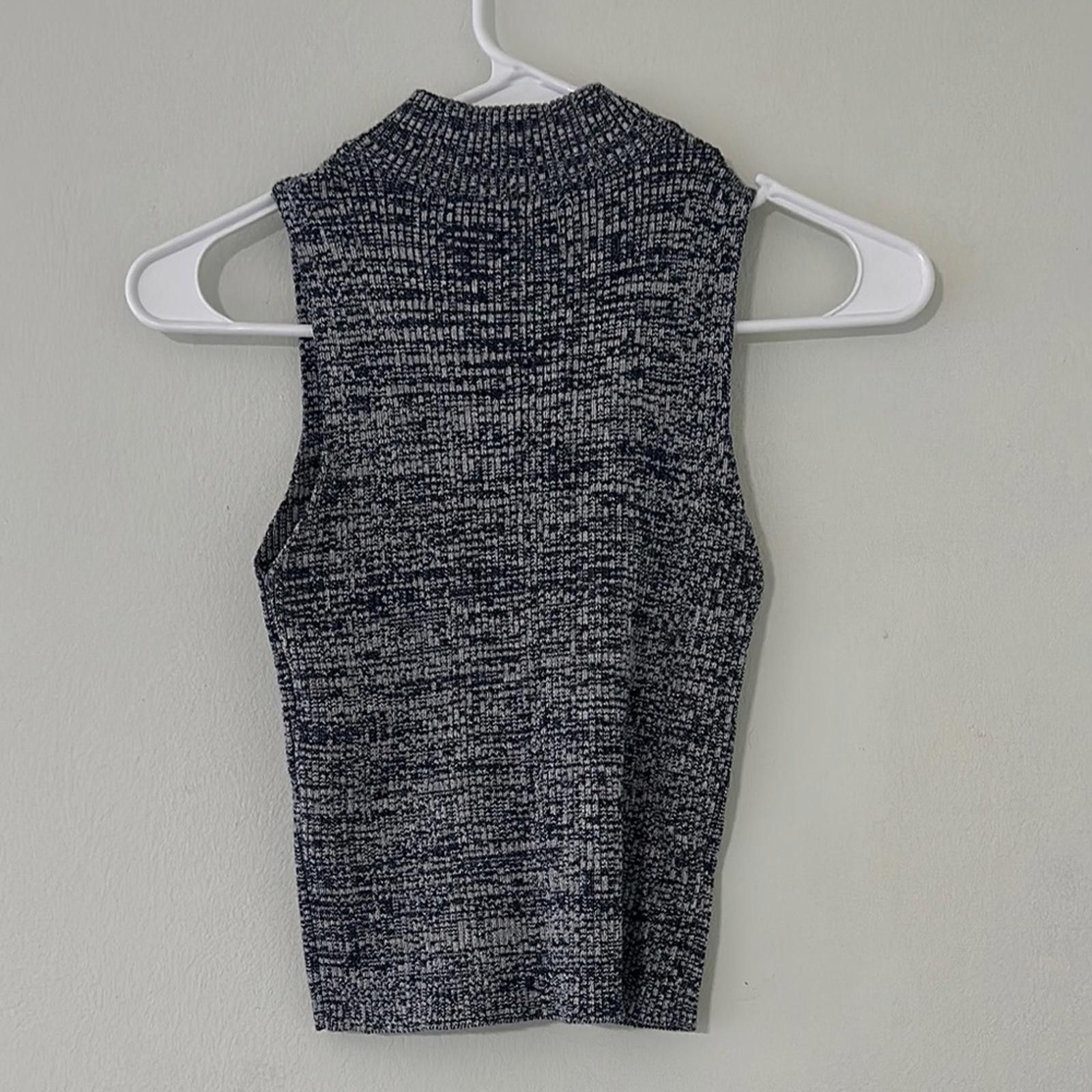Designer Say What? Blue and Gray Cowl Neck Crop Sweater Size M / US 6-8 / IT 42-44 - 3 Thumbnail