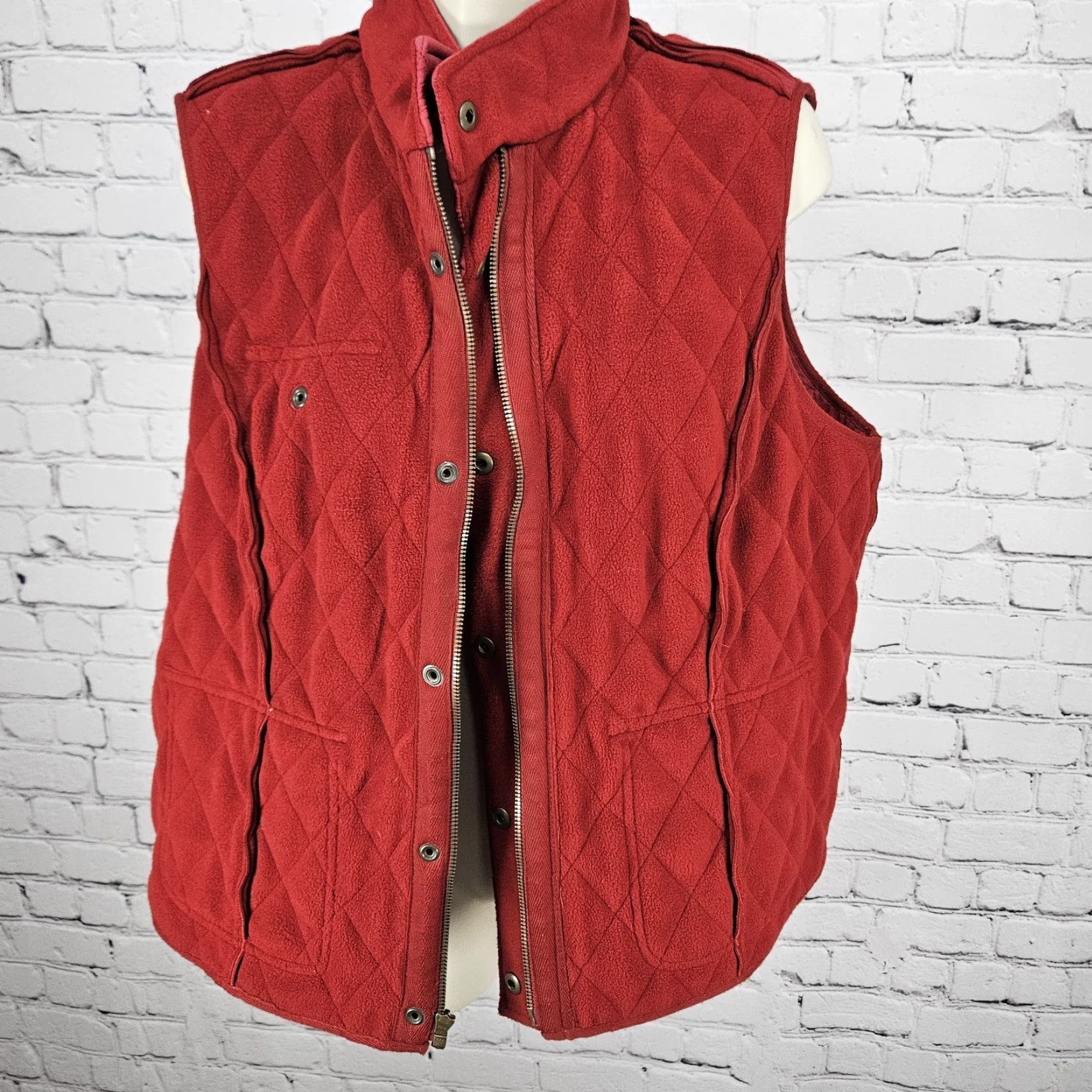 Talbots Talbots Jacket Women Vest Quilted Fleece Lined Full Zip Snap Gilet Short Sleeveless L Red Large Size L / US 10 / IT 46 - 5 Thumbnail