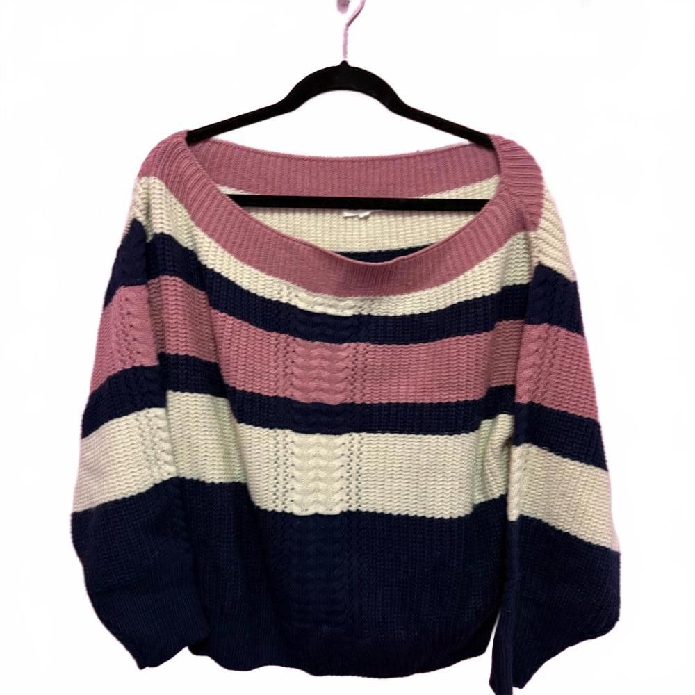 Designer Cozy Oversized Striped Sweater Size S / US 4 / IT 40 - 1 Thumbnail