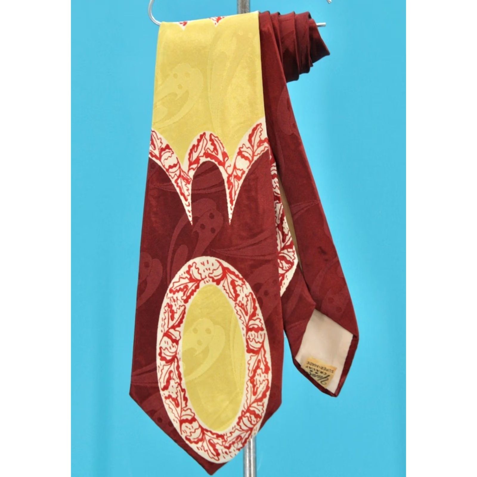 Vintage VTG Yankee 1940s Silk Necktie 40s Tie Mens Brown Yellow Vintage Condition Great Measurements 49" Long 4" Wide Men Size ONE SIZE - 2 Thumbnail