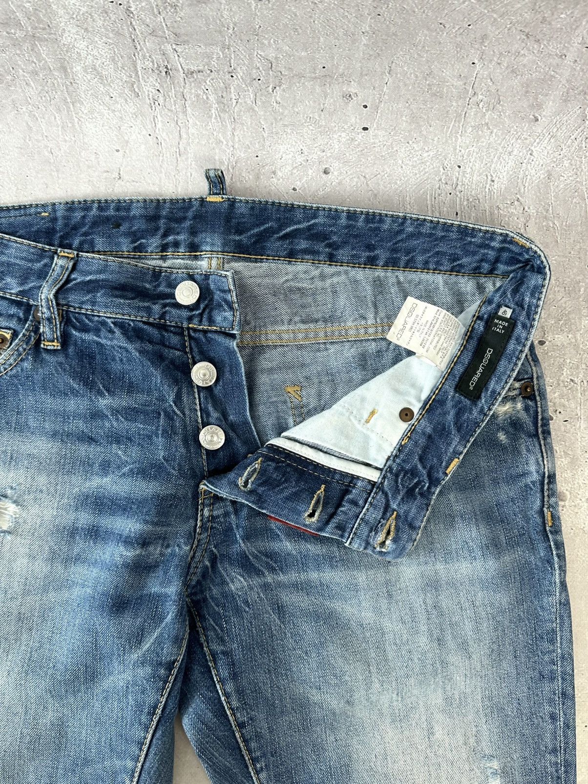 Dsquared2 Vintage Navy Blue Made In Italy Distressed Pants