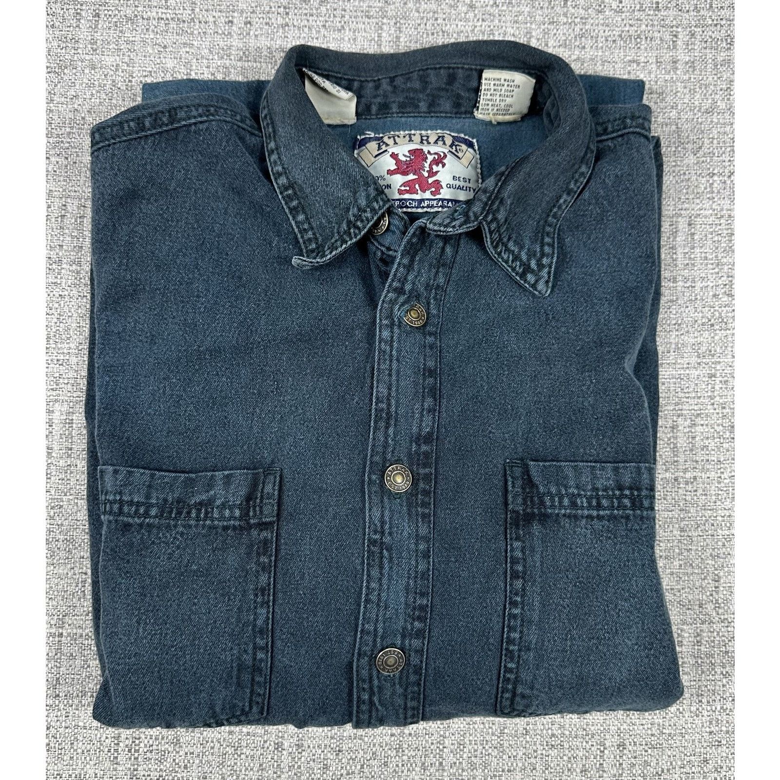 The Unbranded Brand Attrak Shirt Mens Medium Denim Long Sleeve Button Up Pocket Size US M / EU 48-50 / 2 - 12 Thumbnail
