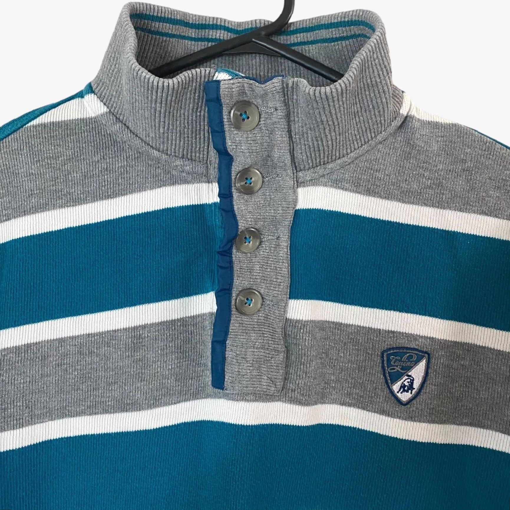 Lamborghini VINTAGE Tonino Lamborghini Men's Sweater XL Knit Striped Long Sleeve Casual Business Party Blue Size US XL / EU 56 / 4 - 5 Thumbnail