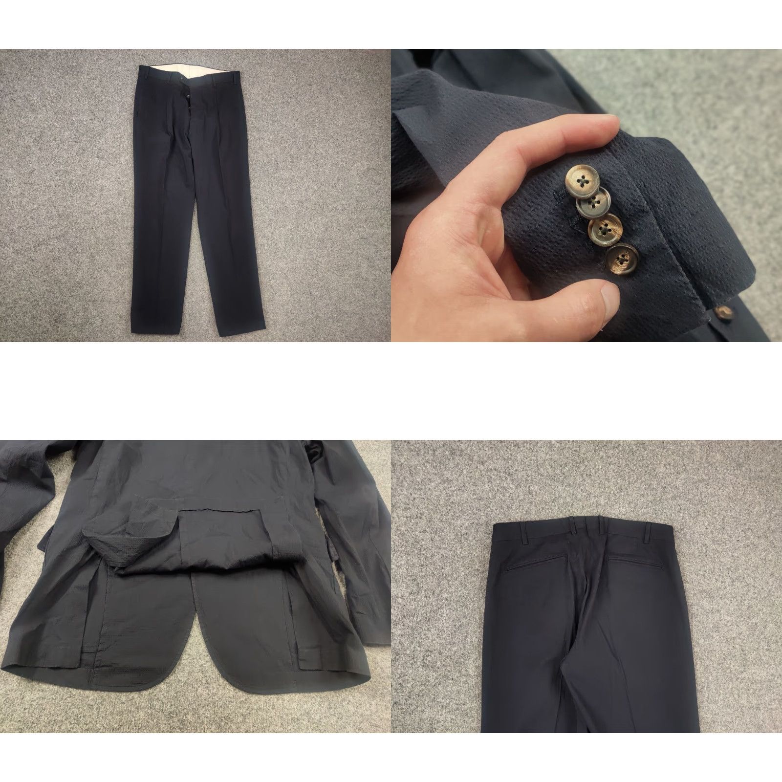 Doppiaa Doppiaa Italy Design Navy 2 Piece Mens Casual Suit Blazer Pants 3 Button Notch Lapel Cotton Blend 48 XS? Size 48R - 9 Thumbnail