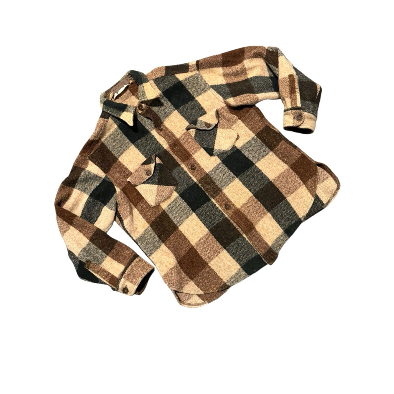 Vintage VINTAGE Woolrich Men's Blue Beige Buffalo Plaid Wool Flannel Shirt Jacket XL US Size US XL / EU 56 / 4 - 5 Thumbnail