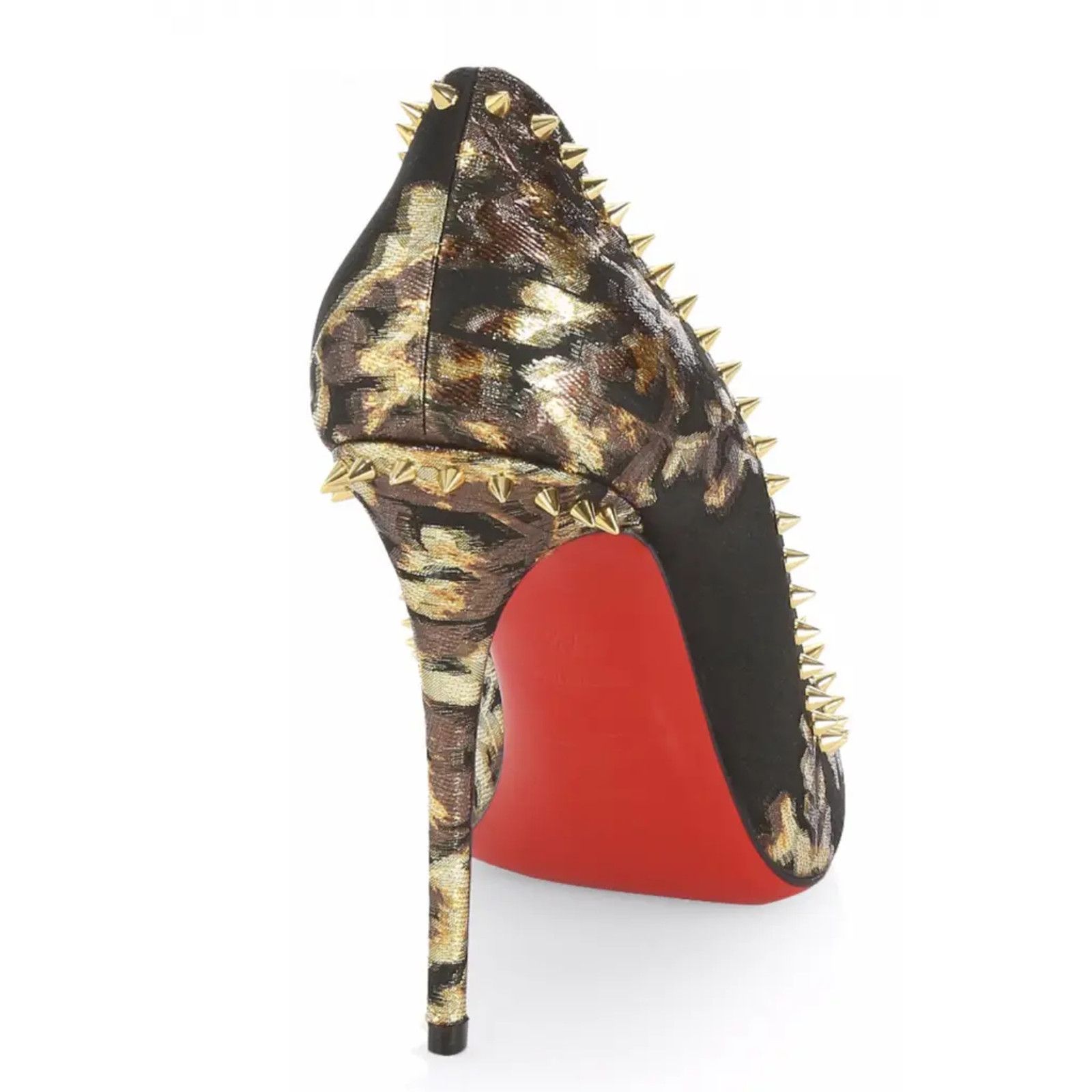 Christian Louboutin Christian Louboutin Anjalina 100 Lurex Tresor Black Gold Size US 7 / IT 37 - 10 Thumbnail
