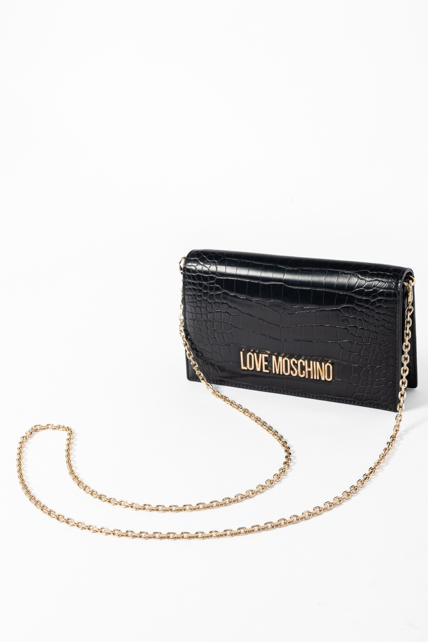 Love Moschino Love Moschino Croc-Embossed Faux-Leather Flap Crossbody Size ONE SIZE - 6 Thumbnail