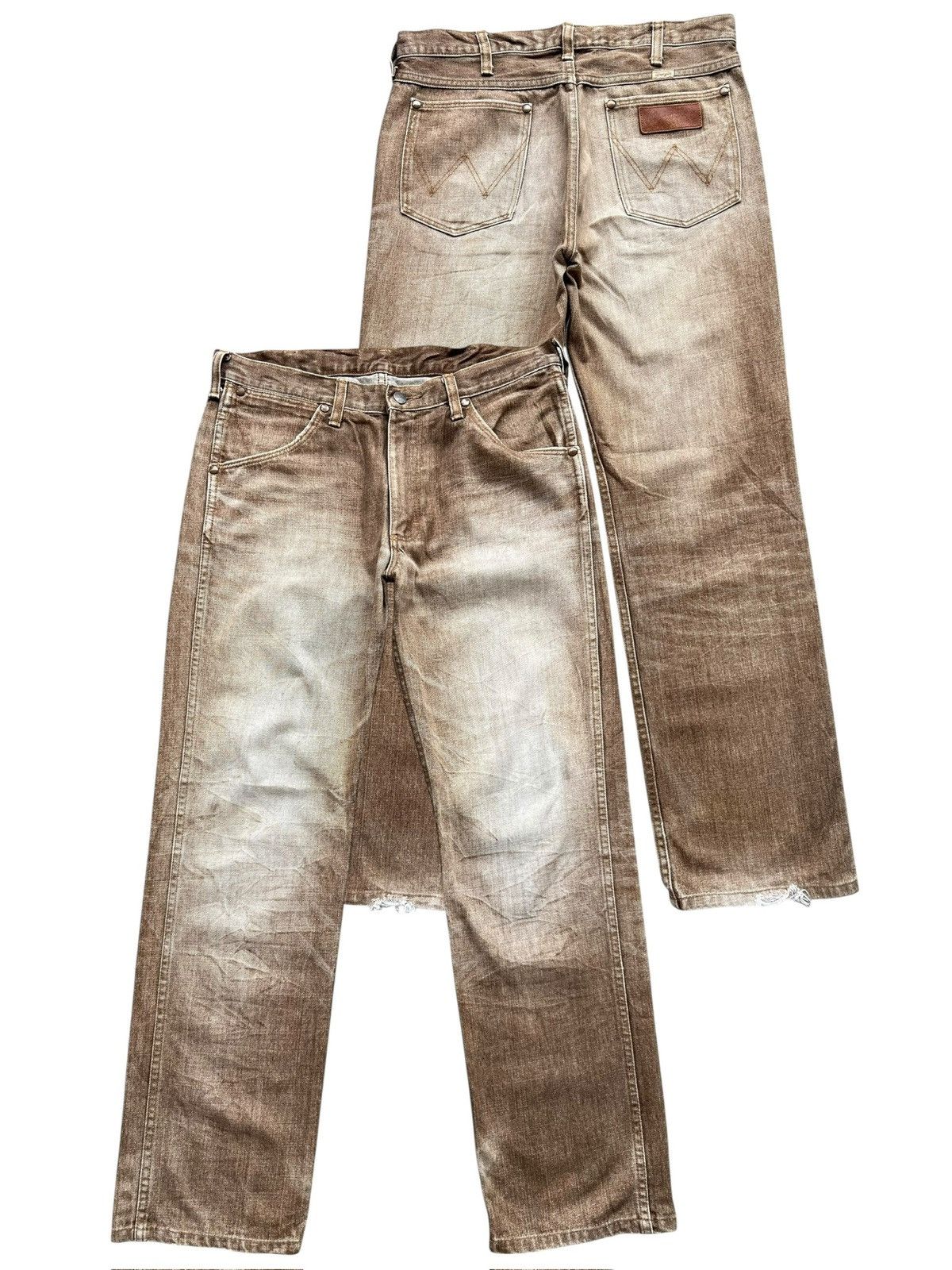 Wrangler Vintage 90s Wrangler Faded Brown Straight Denim Jeans 33x31 Size US 33 - 1 Thumbnail