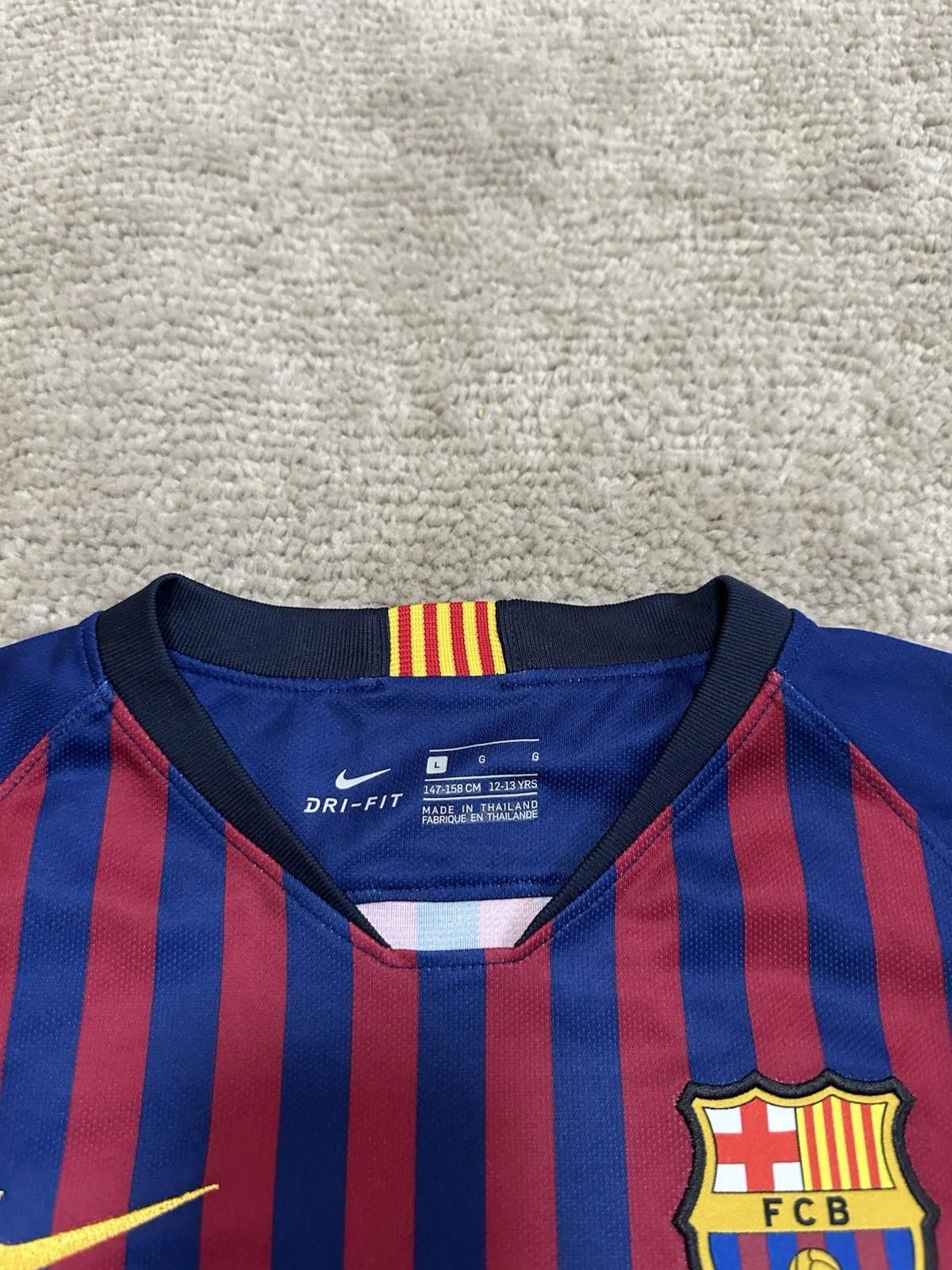 Nike #3 Pique Barcelona 2018/19 Home Football Shirt Soccer Jersey Size US XXS / EU 40 - 3 Thumbnail