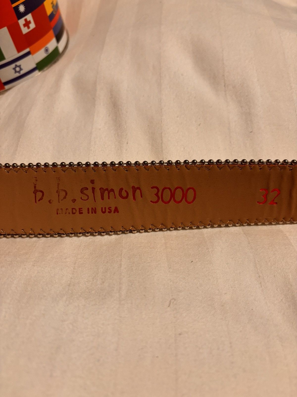 B.B. Simon B.B Simon Studded White Belt Size 32 - 3 Thumbnail