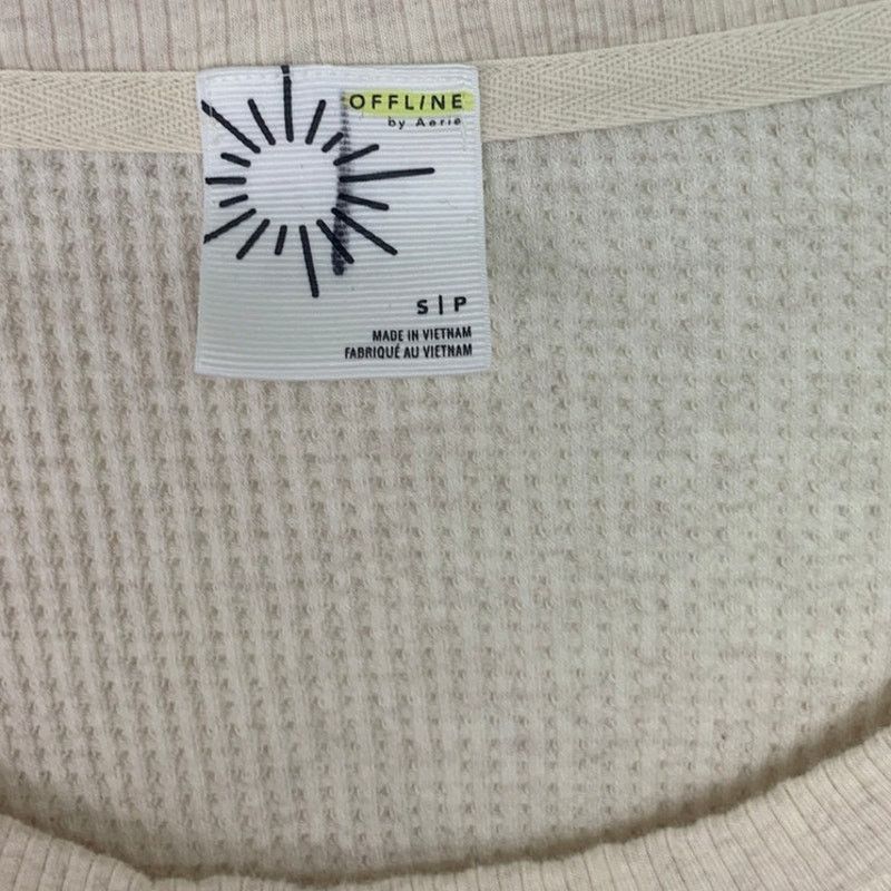 American Eagle Outfitters New Offline Aerie Off White Waffled Long Sleeve Sweatshirt Size S / US 4 / IT 40 - 2 Thumbnail