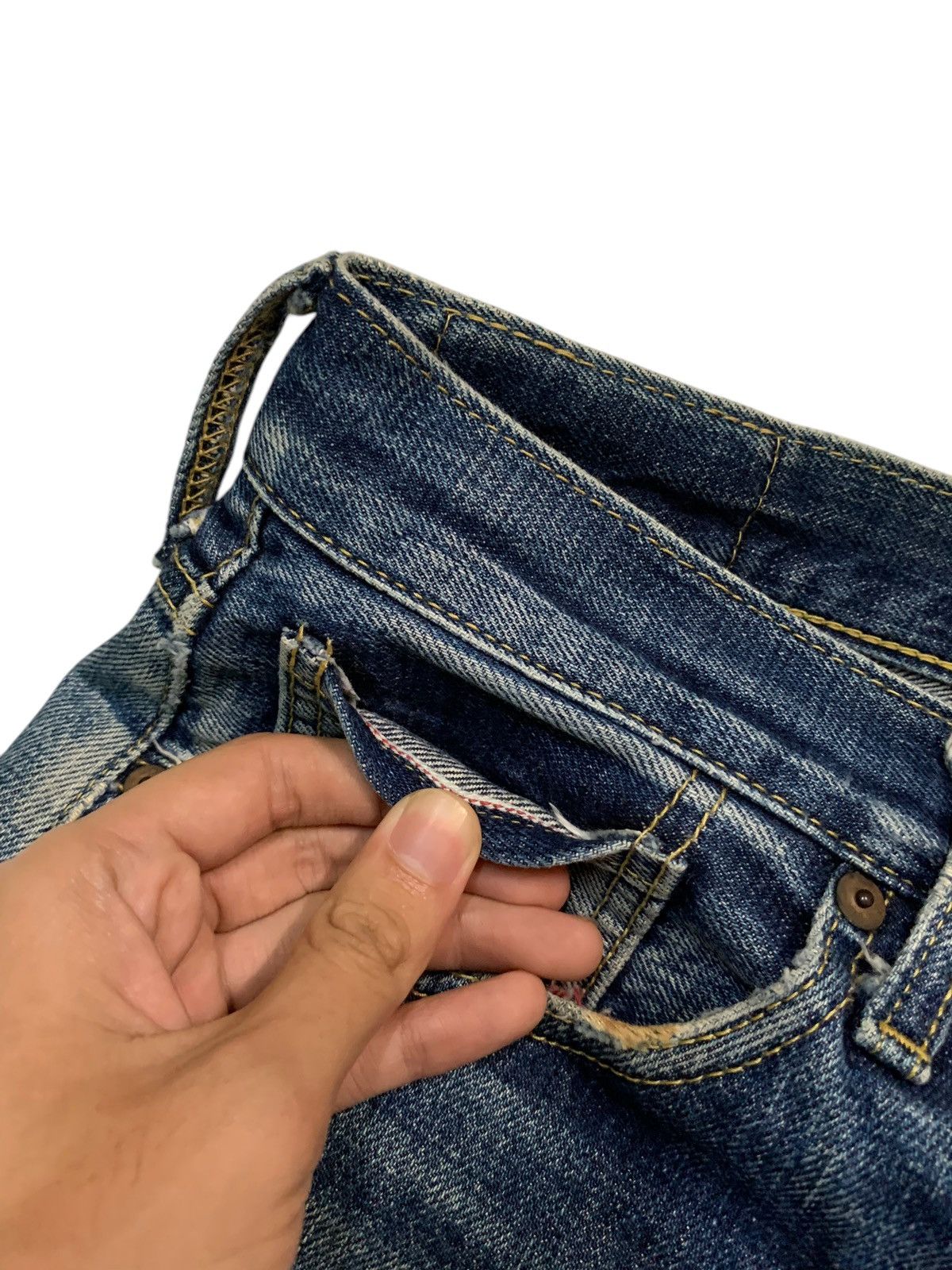 Kapital VINTAGE KAMAKURA SELVEDGE FADED JAPANESE DISTRESSED DENIM Size US 33 - 16 Thumbnail