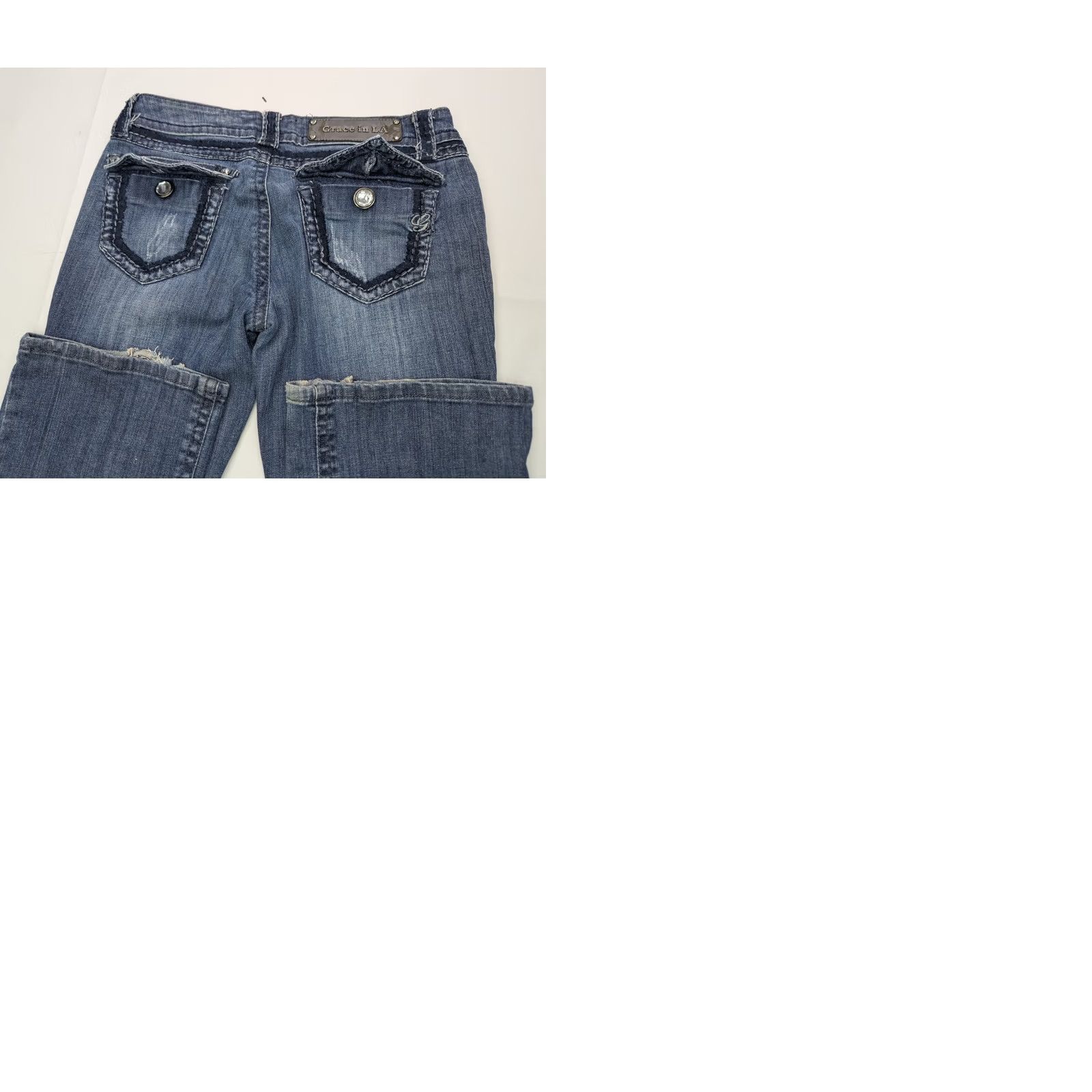 Grace in LA Grace In LA Jeans Bootcut Women's 30x33 Blue Distressed Denim 5-Pocket Regular XS? Size 30" / US 8 / IT 44 - 9 Thumbnail