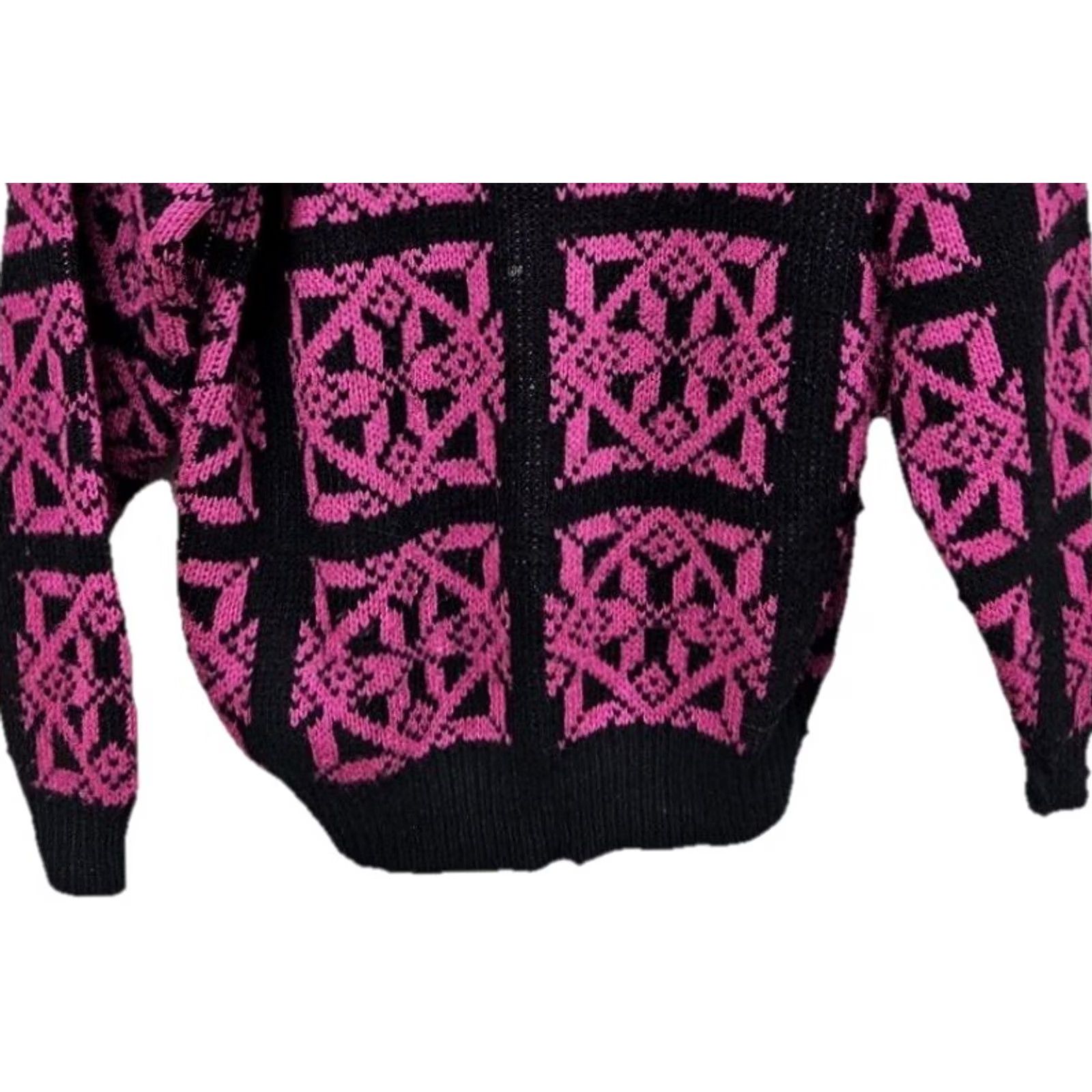 Vintage VINTAGE Palmetto's Geometric Knit Pullover Sweater Women Small Pink 80s Graphic Print Crew Neck Long Sleeve - Mens? Size S / US 4 / IT 40 - 3 Thumbnail