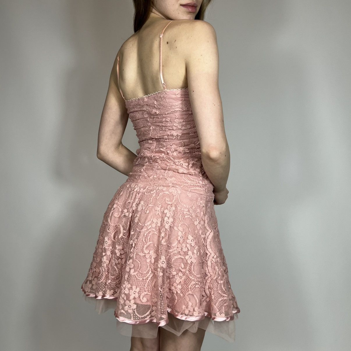 Japanese Brand Vintage Y2K Un Deux Trois Sexy Pink Mesh Mini Dress Size M / US 6-8 / IT 42-44 - 2 Thumbnail
