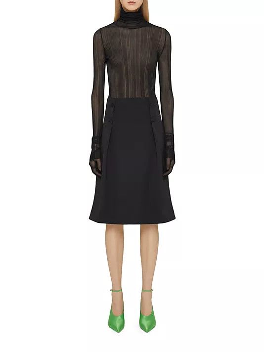 Givenchy o1w1db10325 Midi Button Dress in Black Size 25" / US 0 / IT 36 - 3 Thumbnail