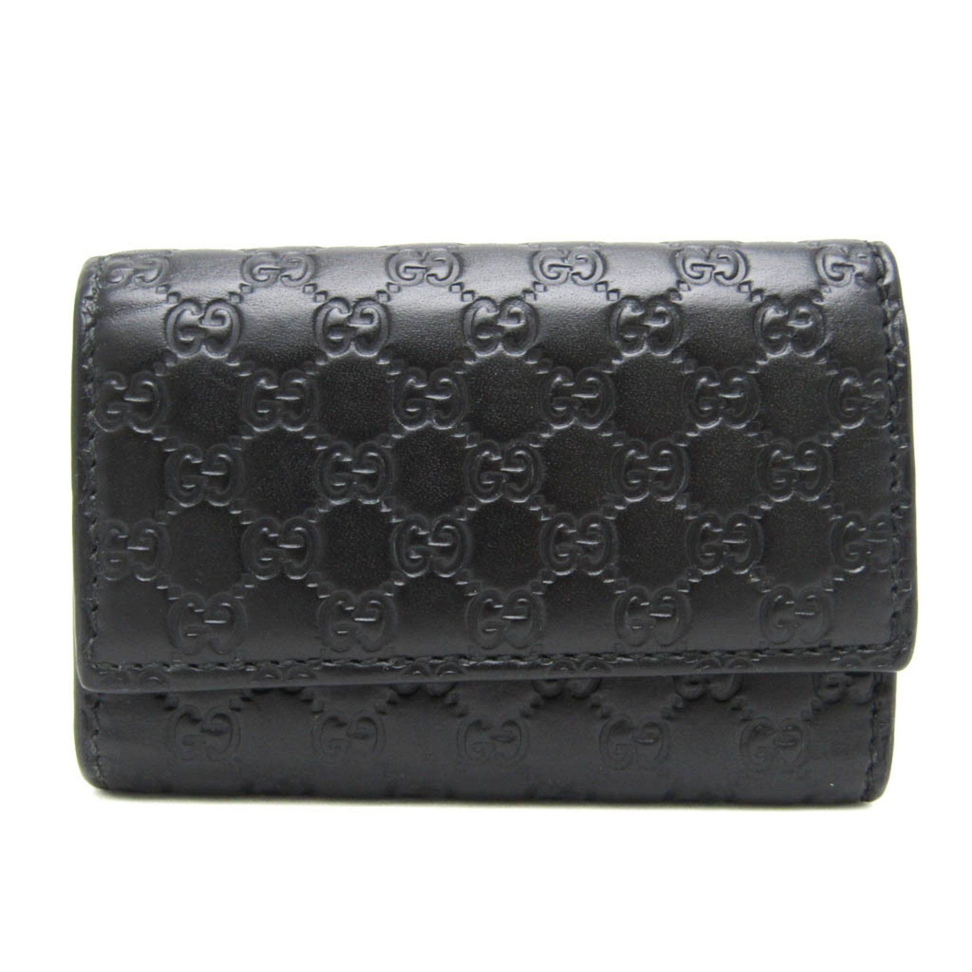 image of Gucci MicroGuccissima 150402 Women,men Leather Key Case Black, Women's